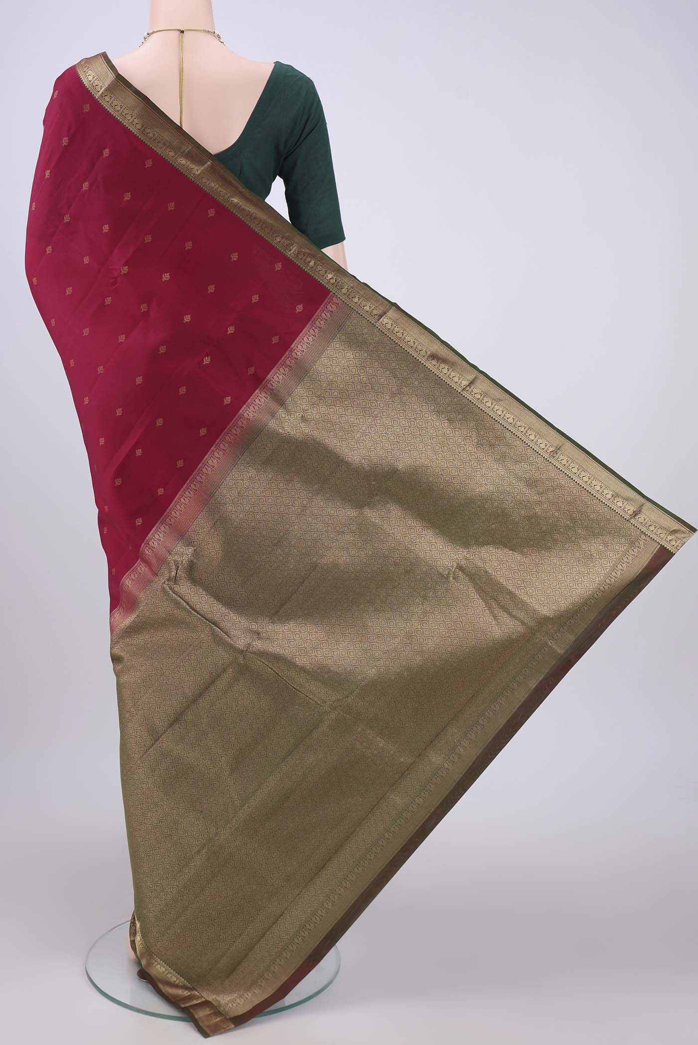 Maroon Kanchipuram Silk Saree - Image 3