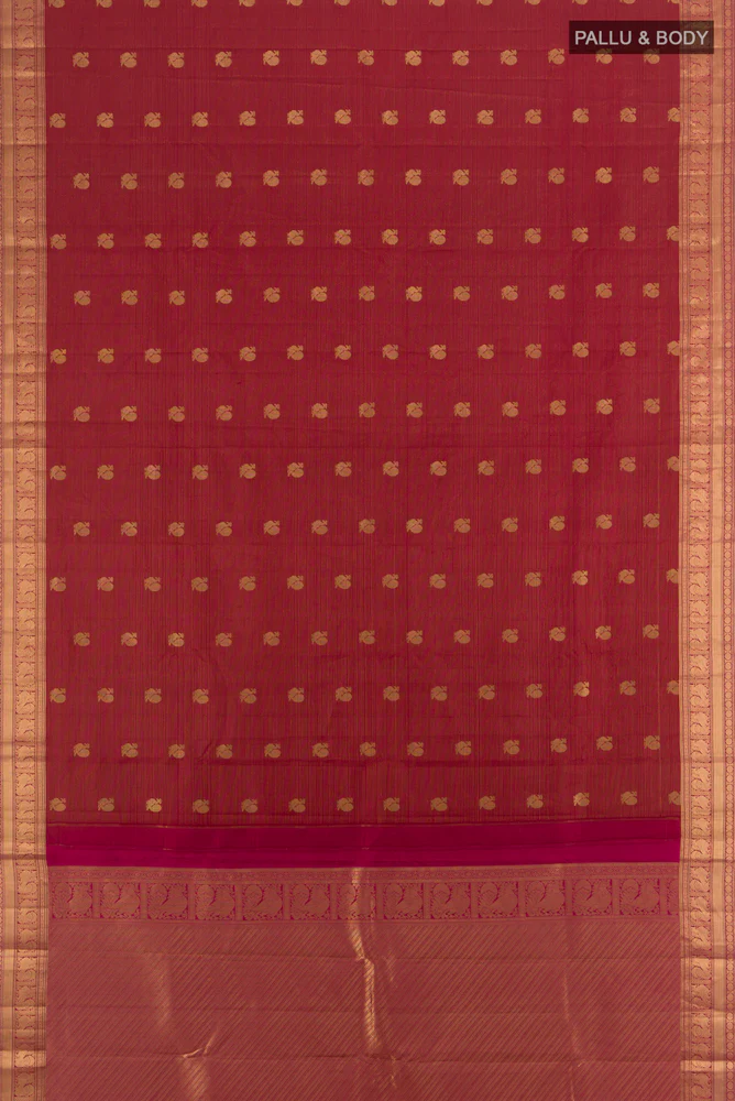 Maroon Kanchipuram Silk Saree - Image 5