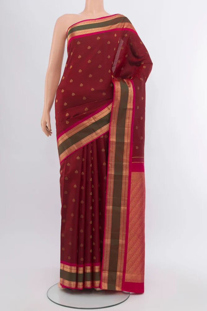 Maroon Kanchipuram Silk Saree