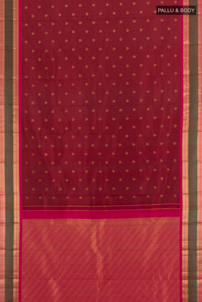 Maroon Kanchipuram Silk Saree - Image 5