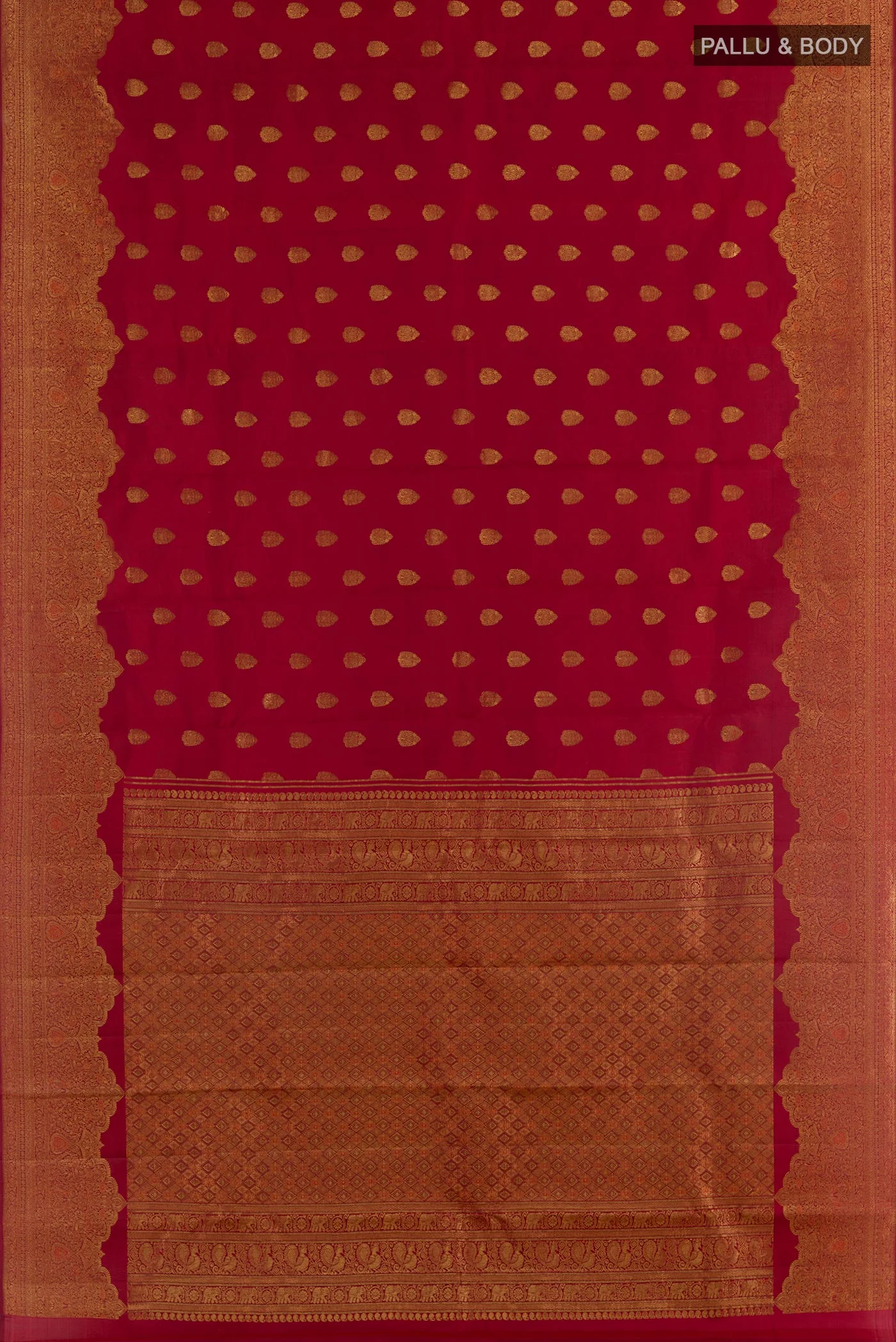 Maroon Kanchipuram Silk Saree - Image 3