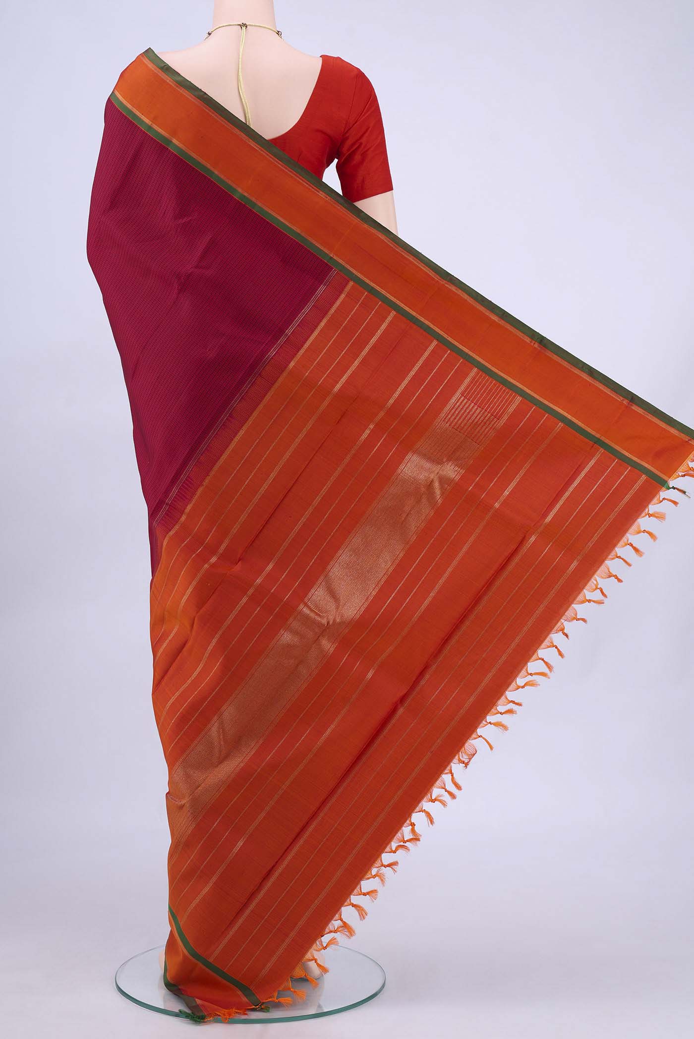 Maroon Kanjivaram Silk Saree - Image 3