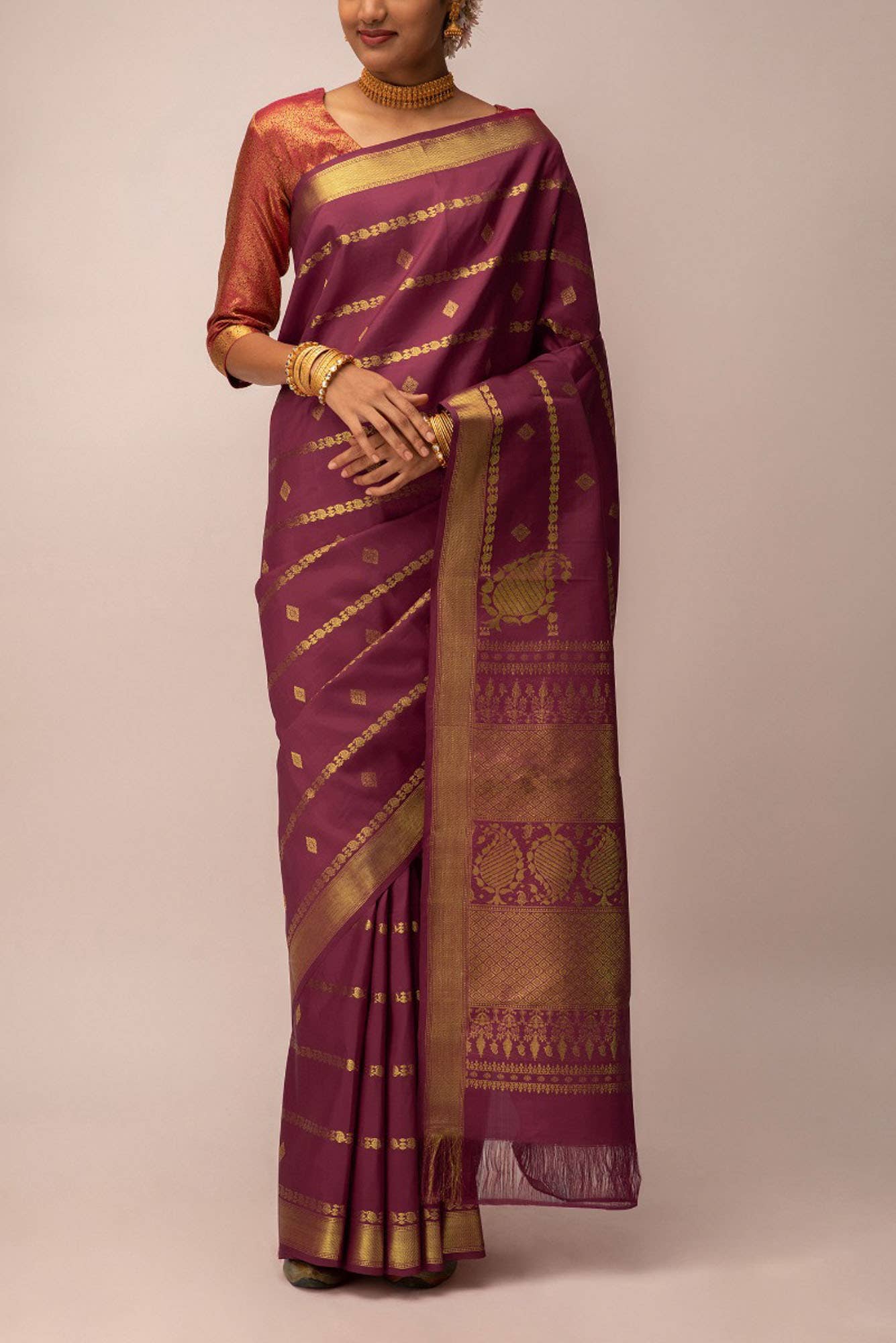 Ramya-Maroon Kanchipuram Silk Saree - Image 2
