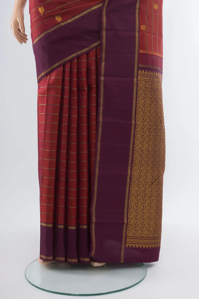 Maroon Kanchipuram Silk Saree - Image 3