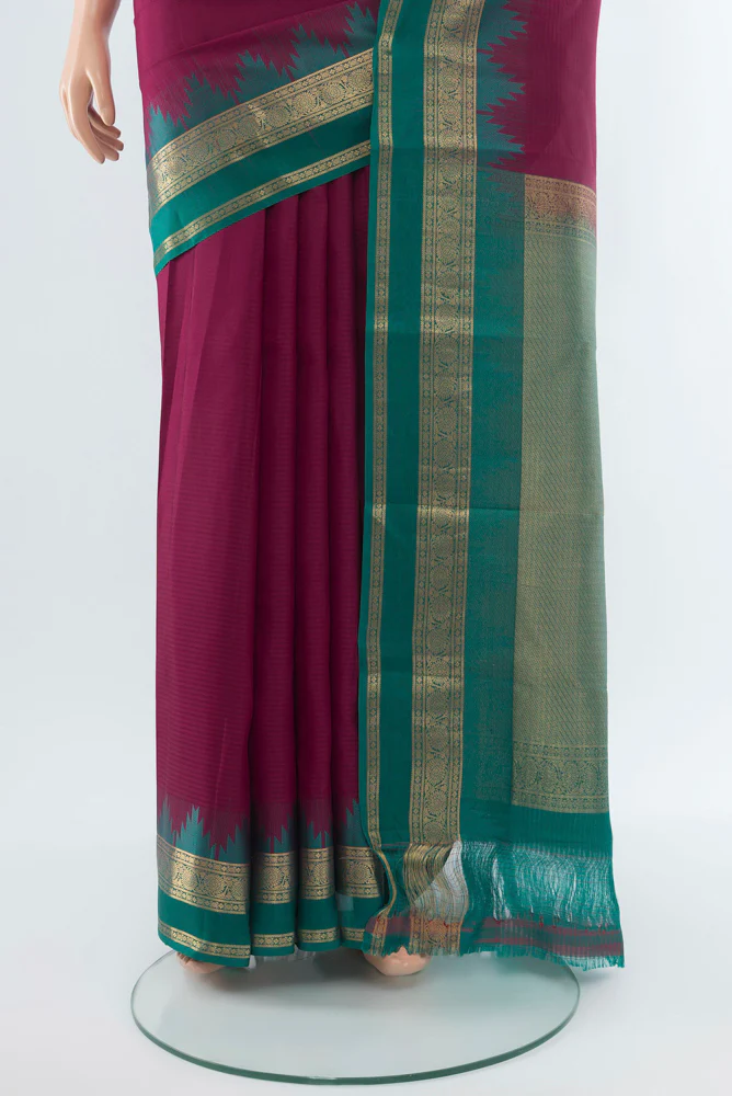Maroon Kanchipuram Silk Saree - Image 3