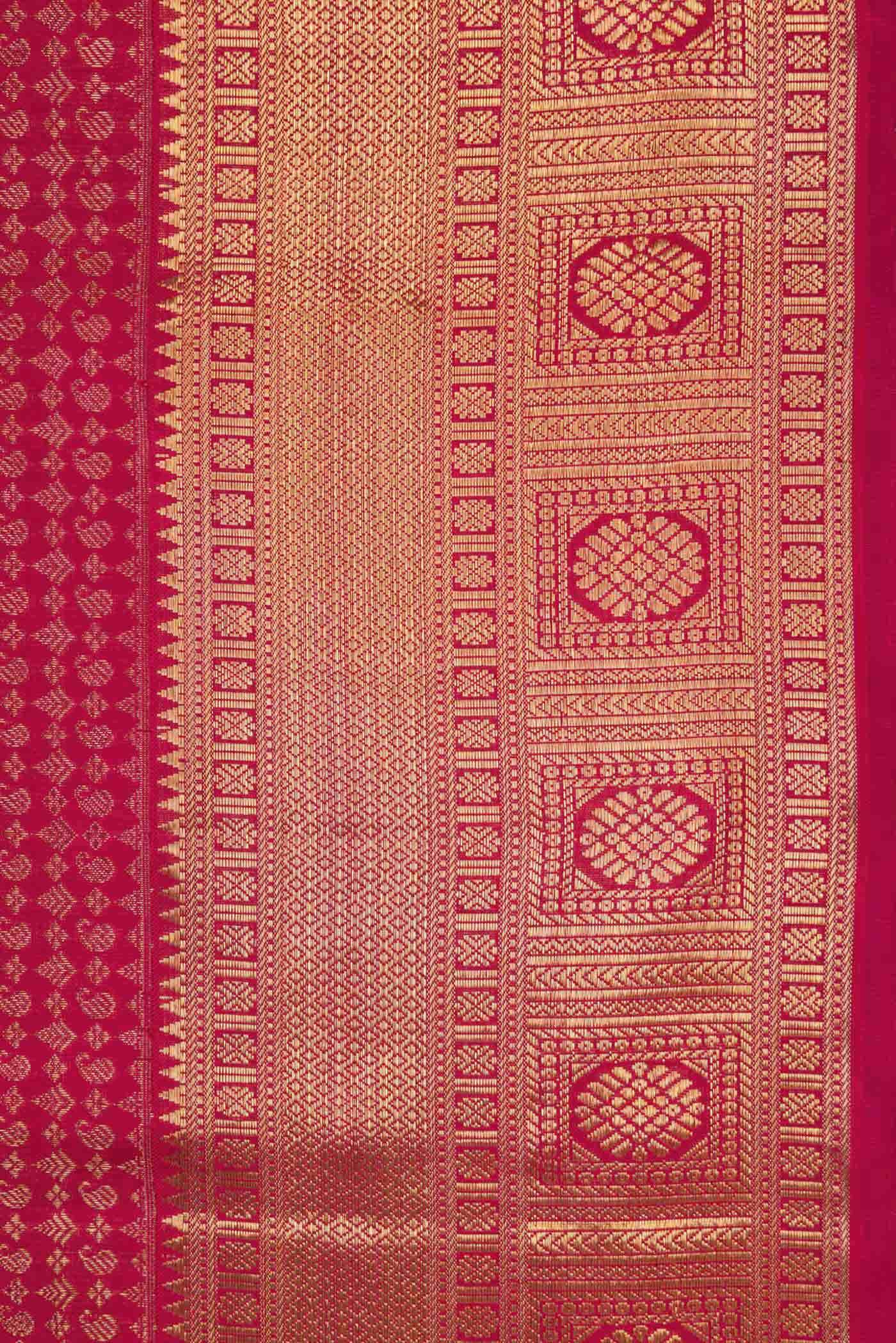 Pure Silk Pure Zari Maroon Kanjivaram Saree - Image 6