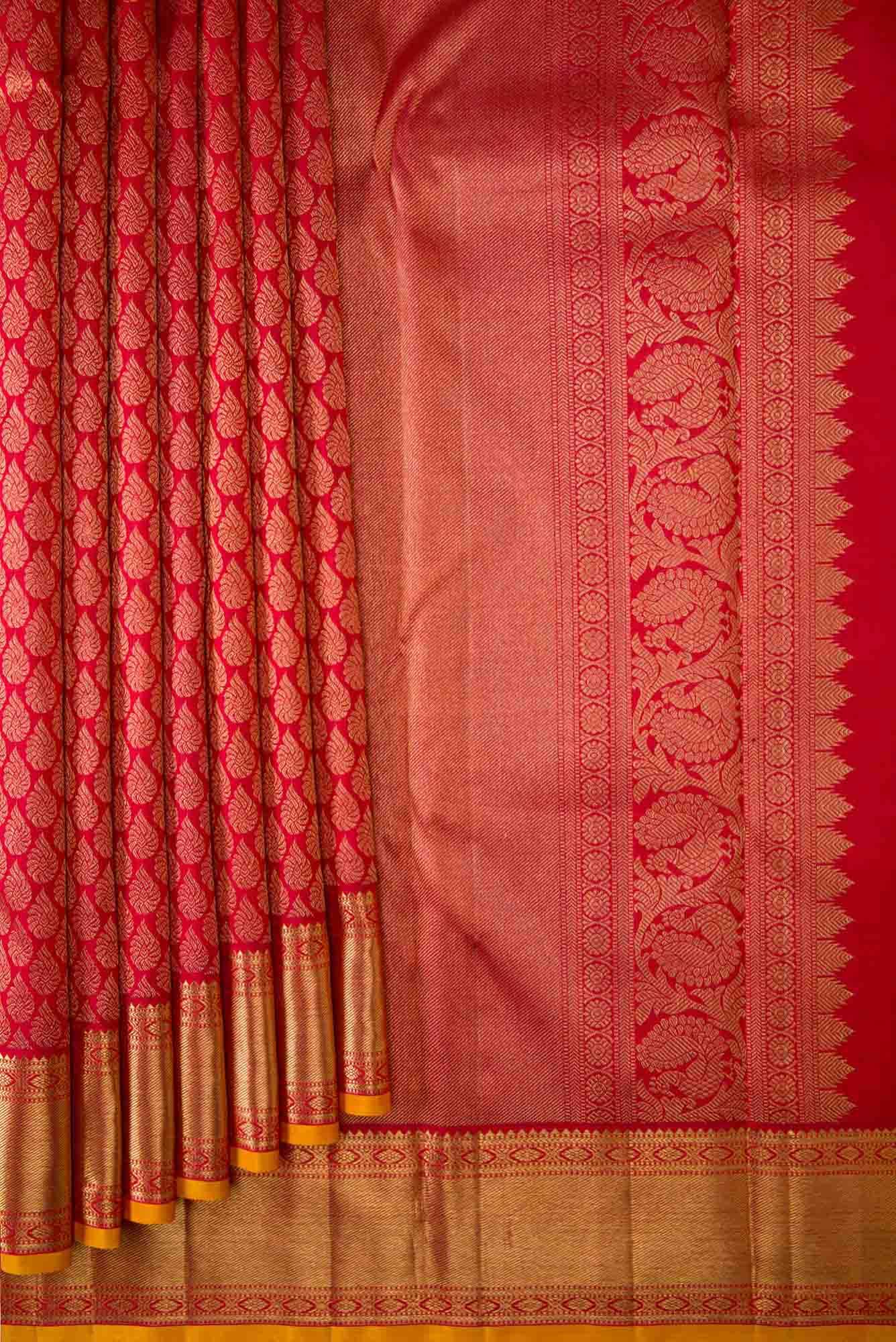 Pure Silk Pure Zari Maroon Dual Tone Kanjivaram Saree - Image 2