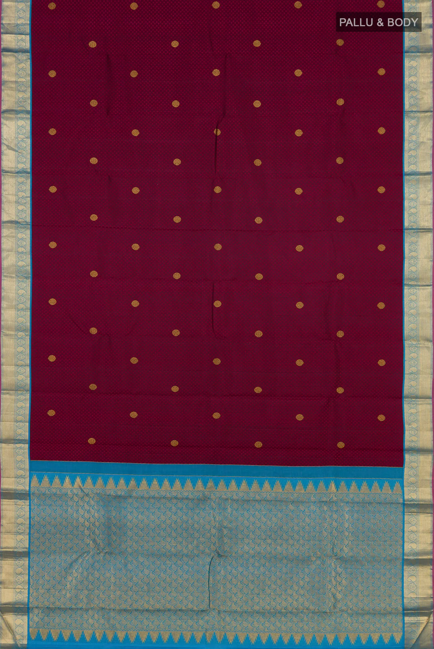 Maroon Kanjivaram Silk Saree - Image 5