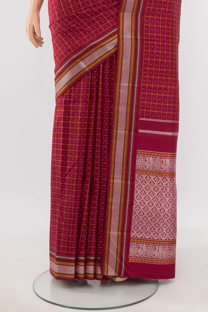 Maroon Kanjivaram Silk Saree - Image 3