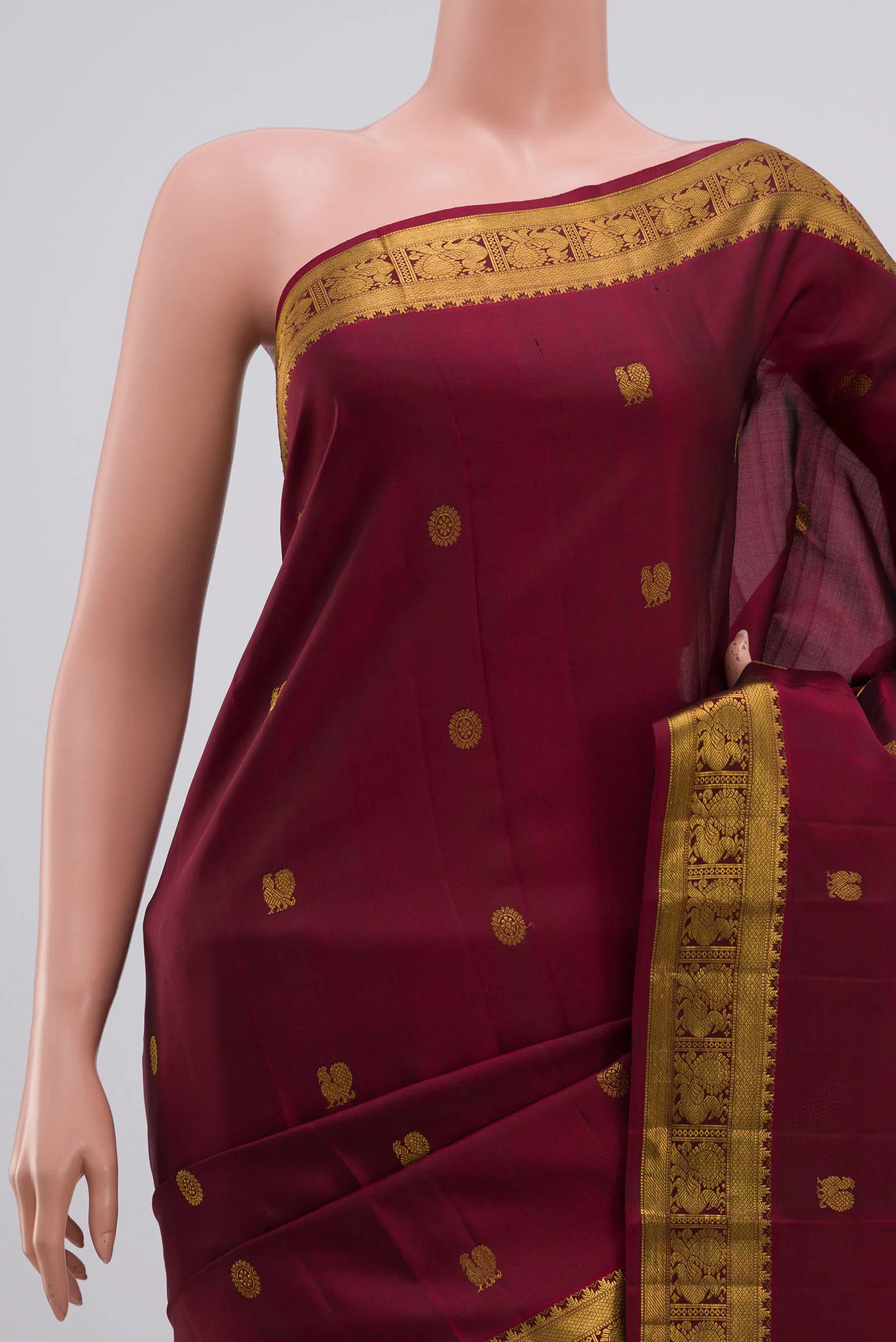 Maroon Kanjivaram Silk Saree - Image 2