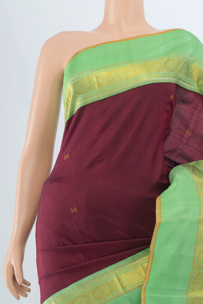 Maroon Kanjivaram Silk Saree - Image 2