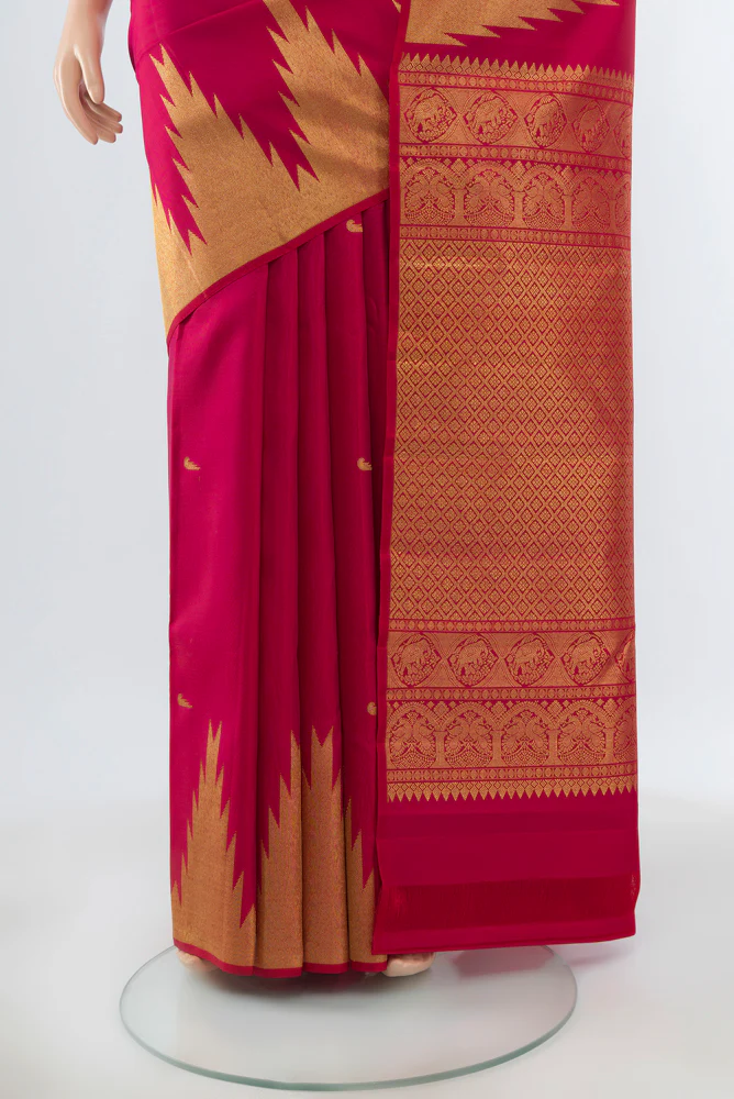 Maroon Kanjivaram Silk Saree - Image 3