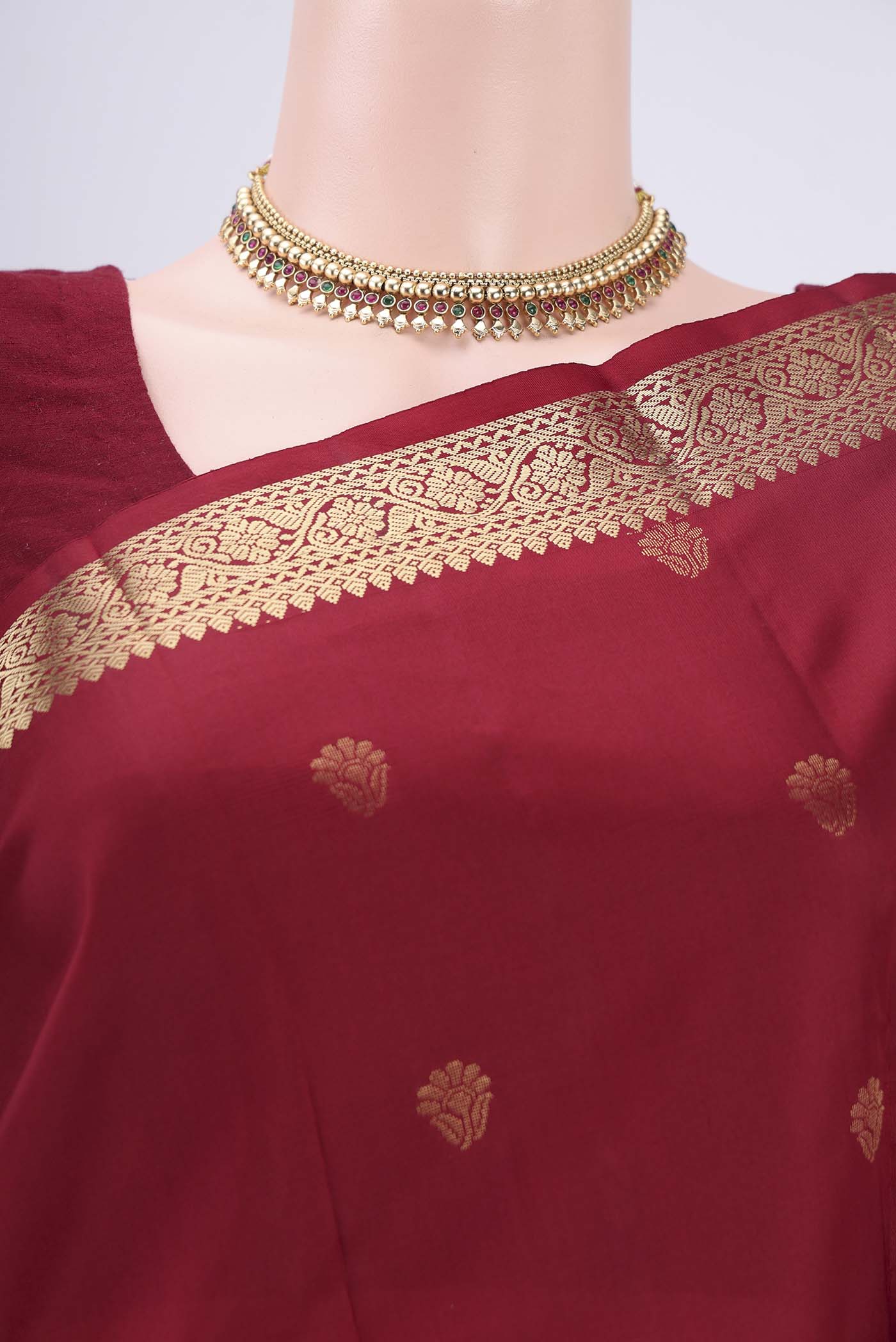 Maroon Kanjivaram Silk Saree - Image 2