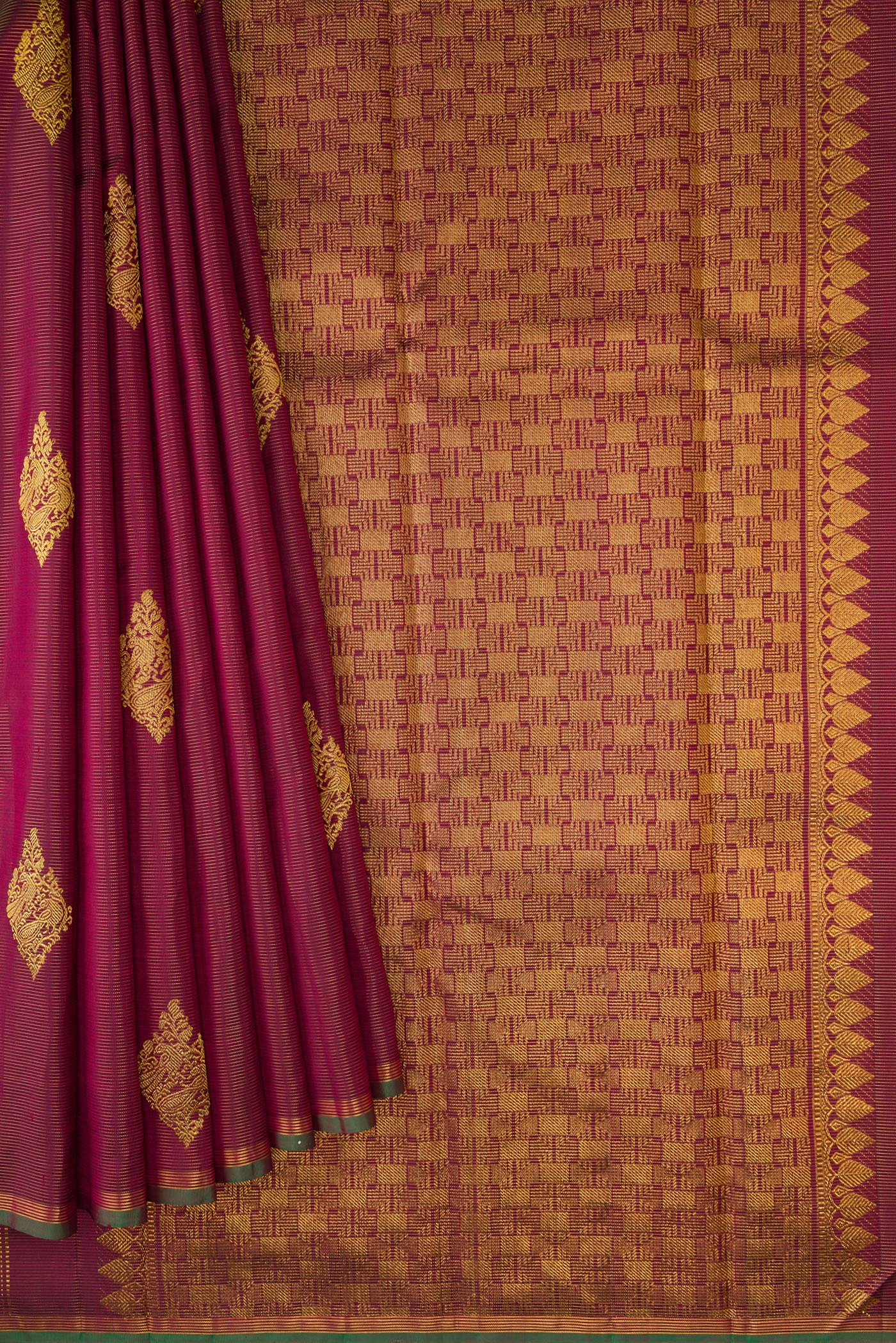 Maroon Kanjivaram Silk Saree - Image 4