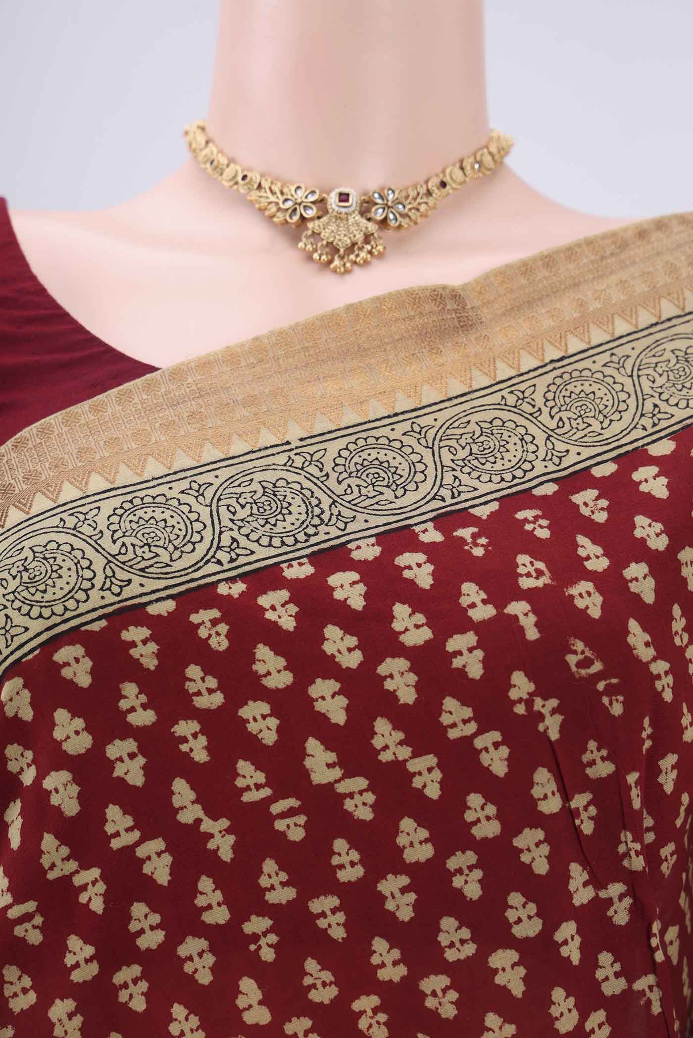 Rust Mangalagiri Cotton Saree - Image 2