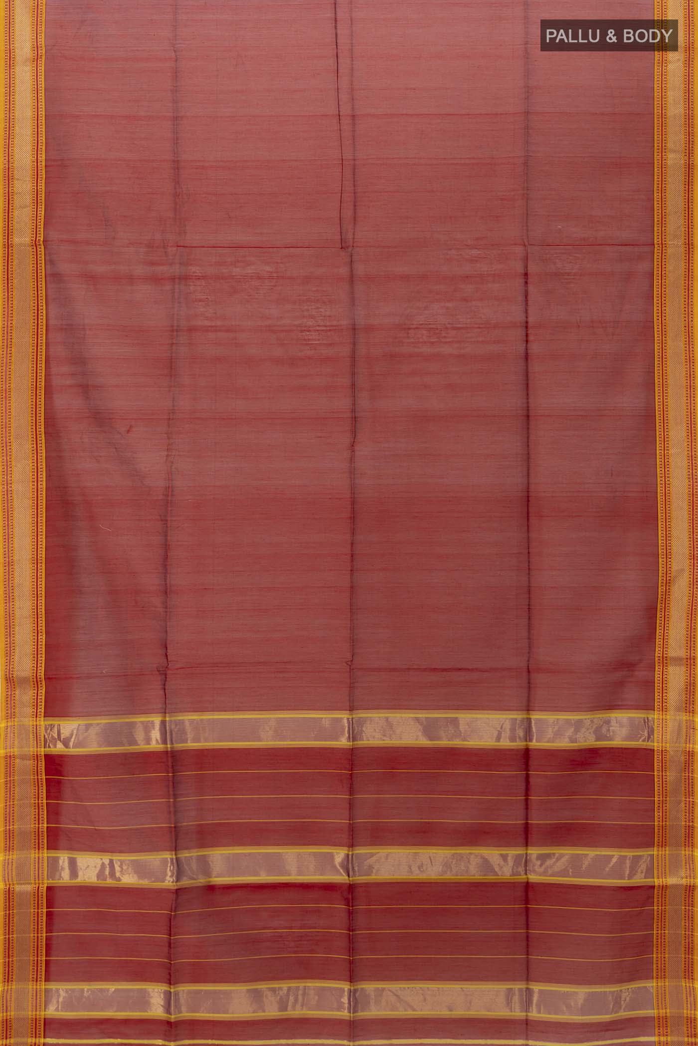 Maroon Maheshwari Silk Cotton Saree - Image 5