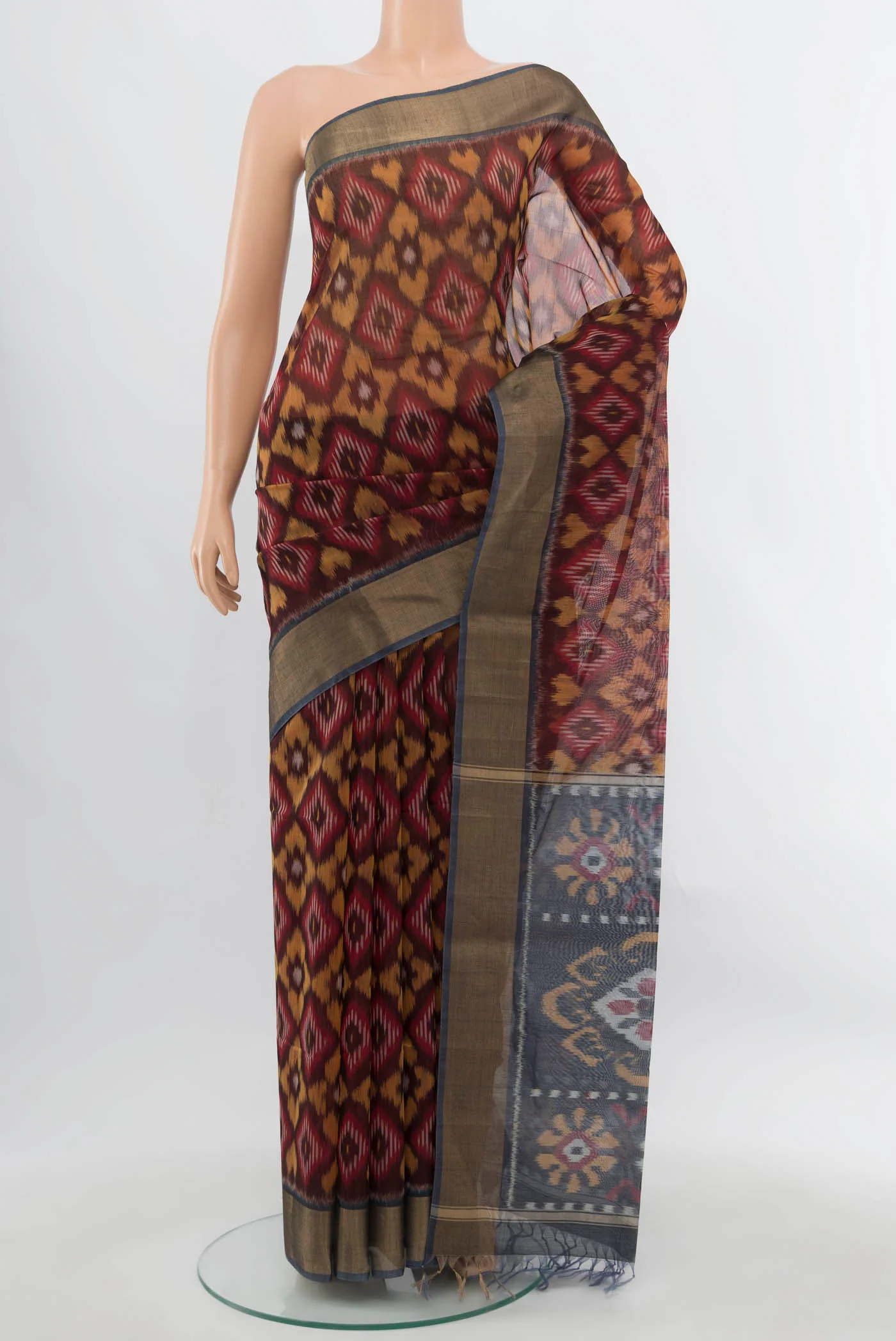 Brown Silk Cotton Saree