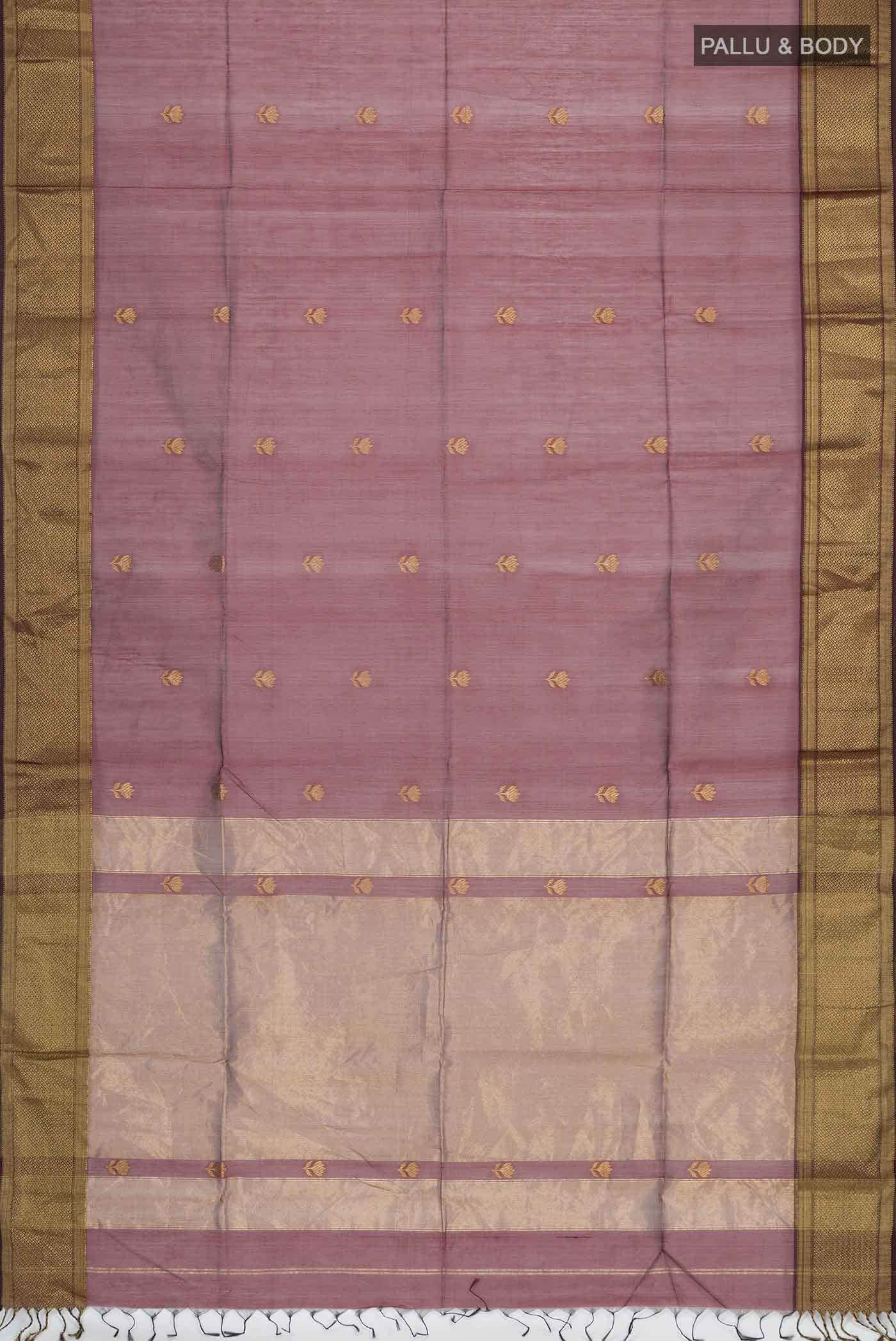 Maroon Maheshwari Silk Cotton Saree - Image 2