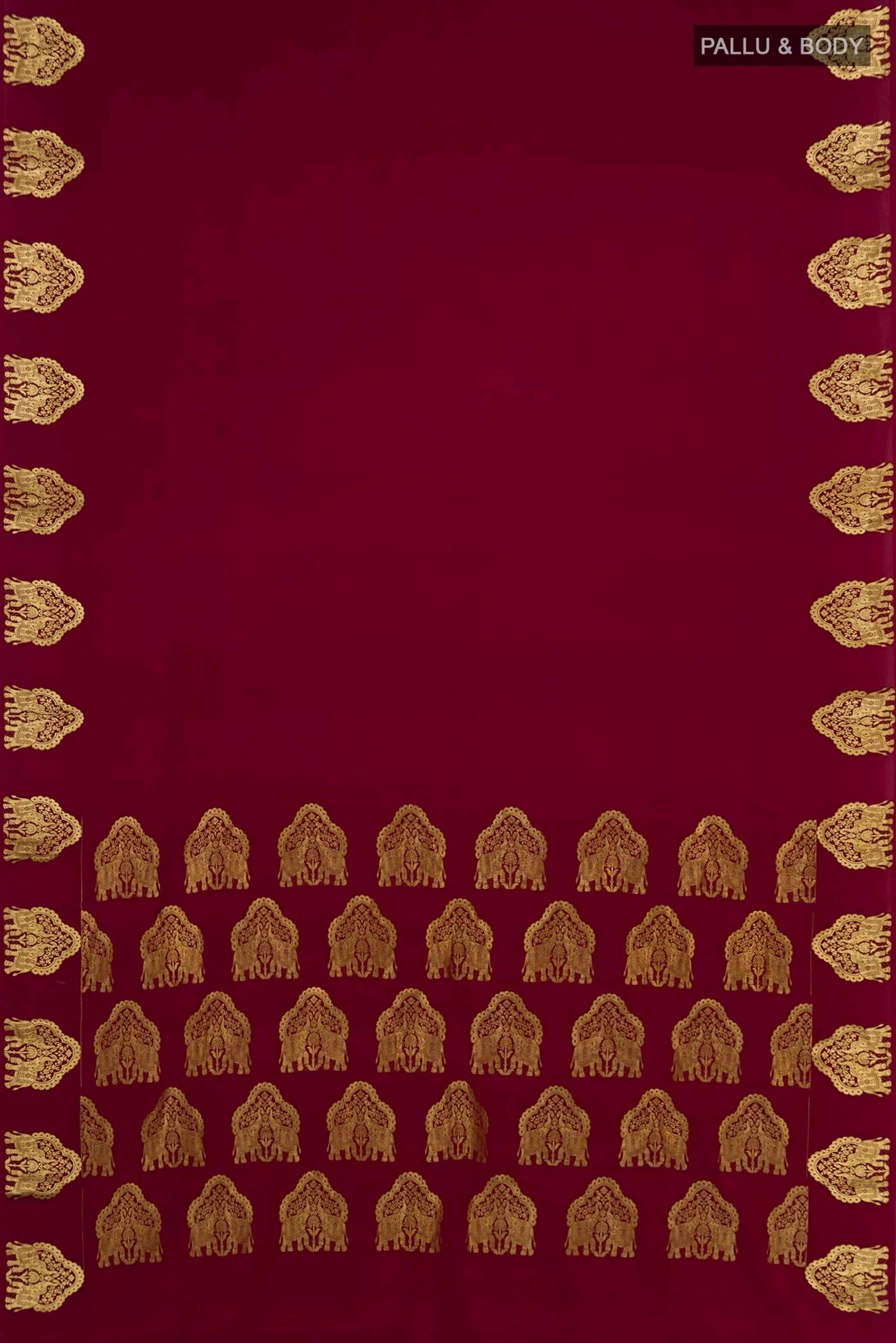 Maroon Mysore Crepe Saree - Image 5