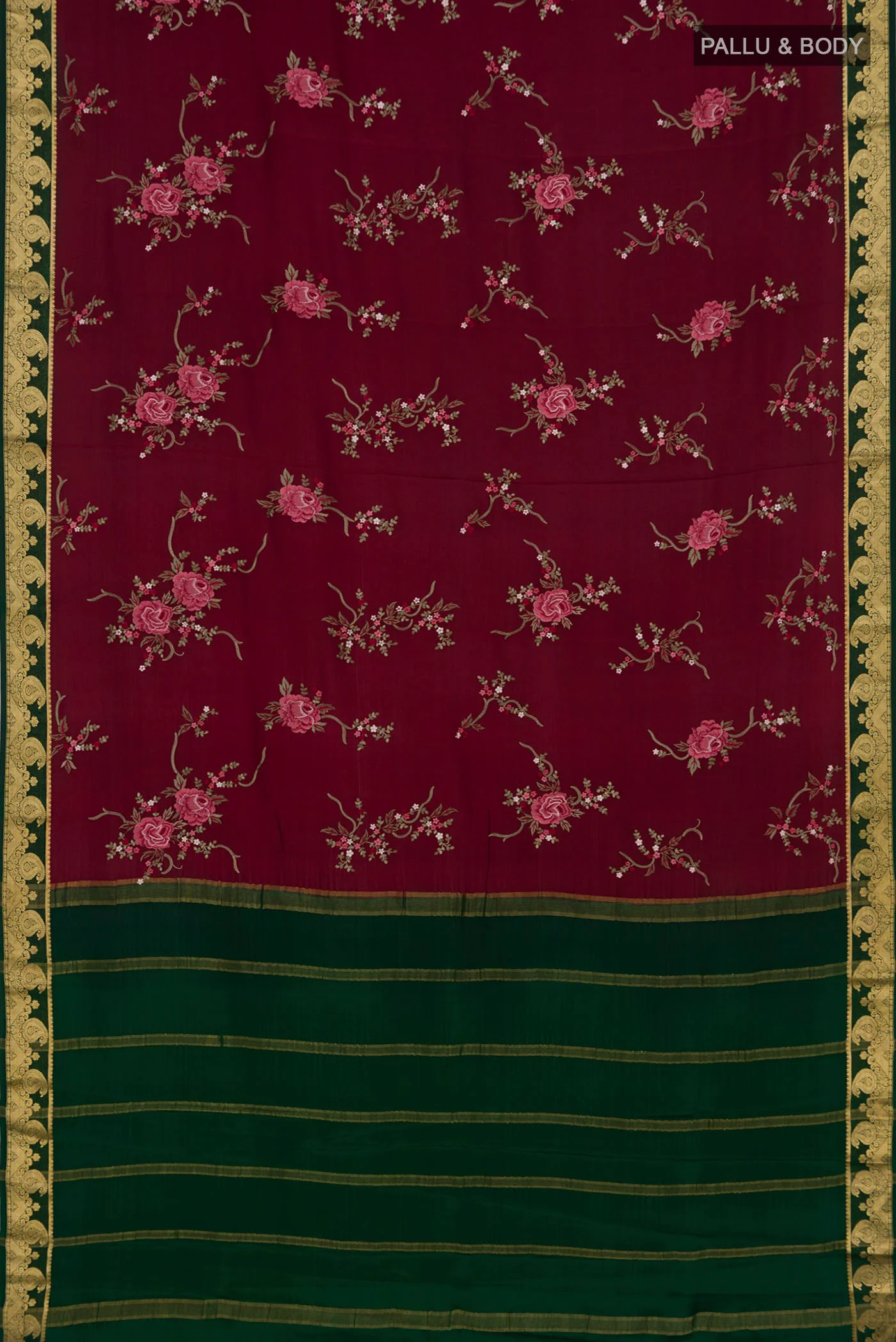 Maroon Mysore Crepe Saree - Image 5