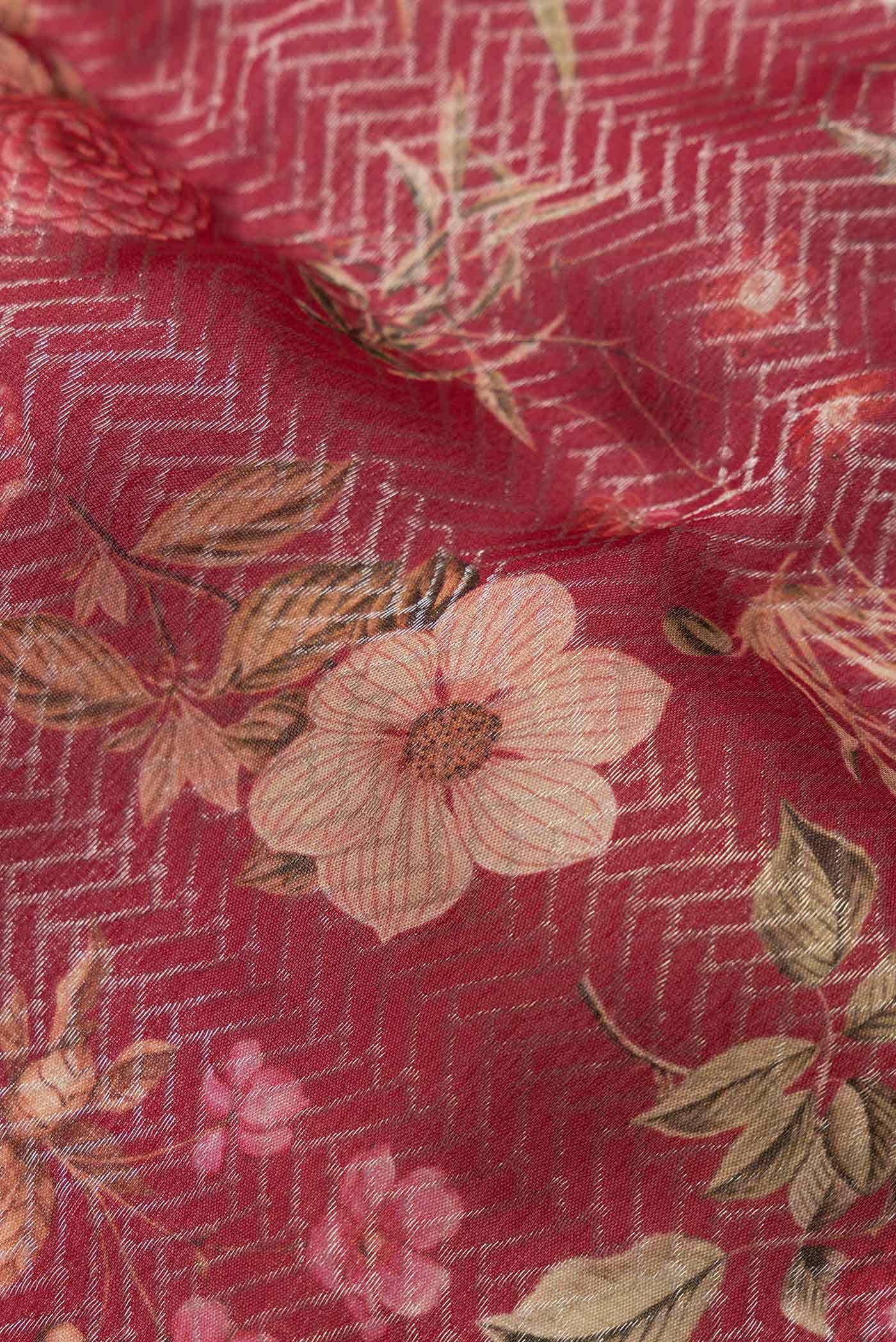 Maroon Mysore Crepe Saree - Image 3