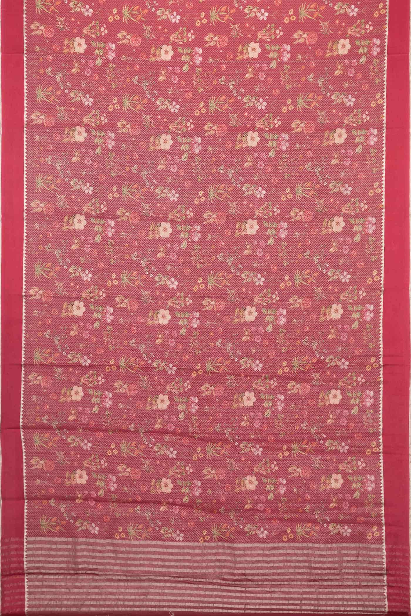 Maroon Mysore Crepe Saree - Image 4