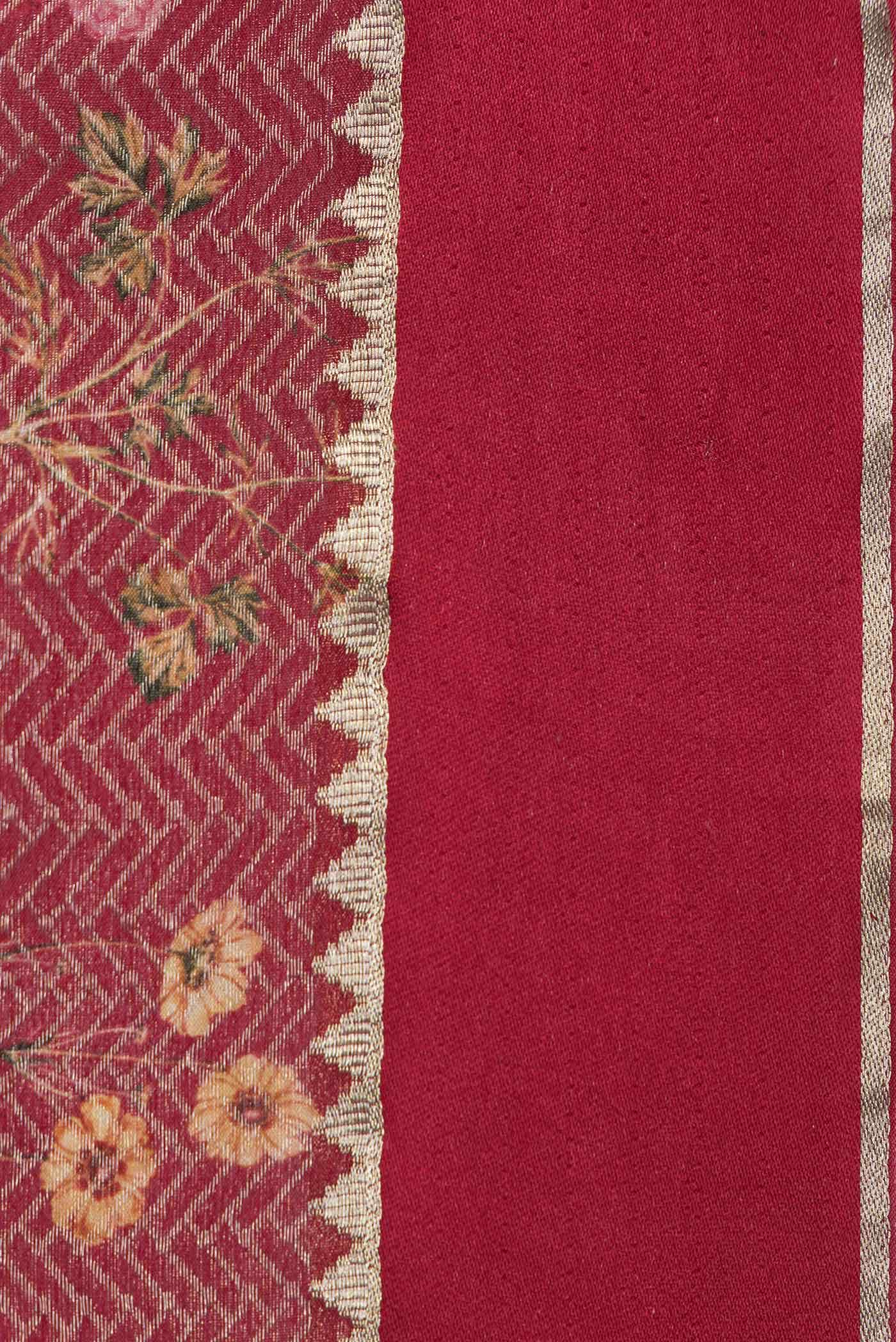 Maroon Mysore Crepe Saree - Image 5