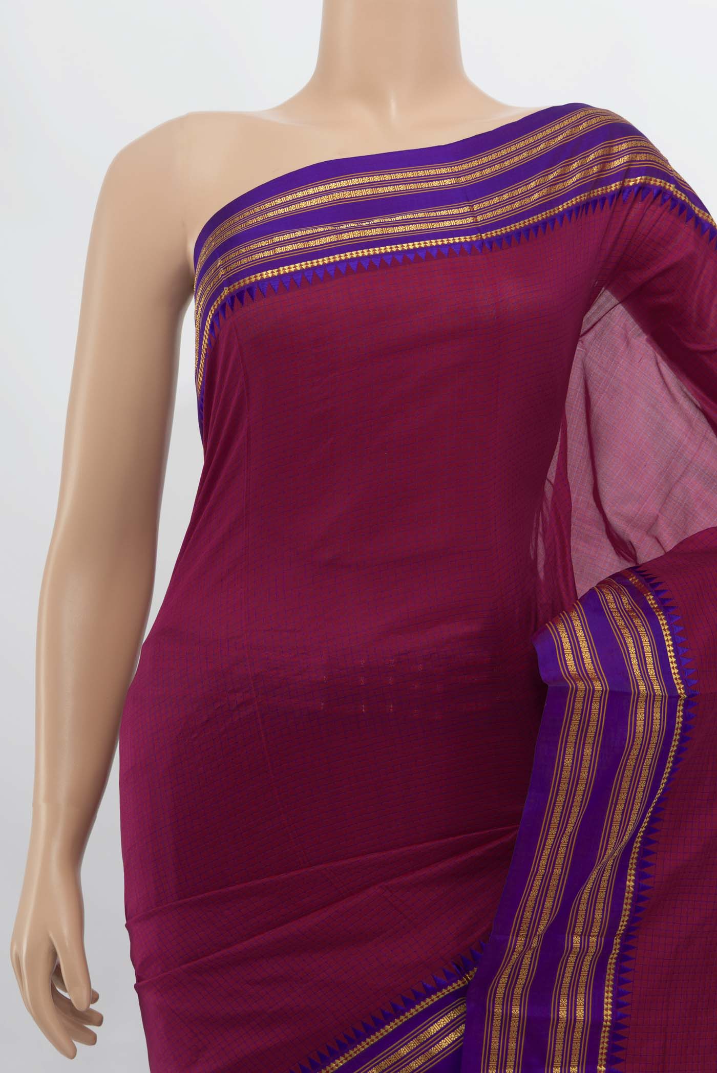 Dark Pink Narayanpet Silk Saree - Image 2