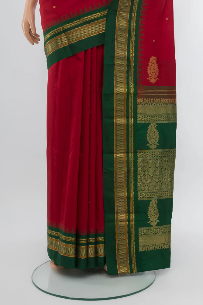 Maroon Narayanpet Silk Saree - Image 3