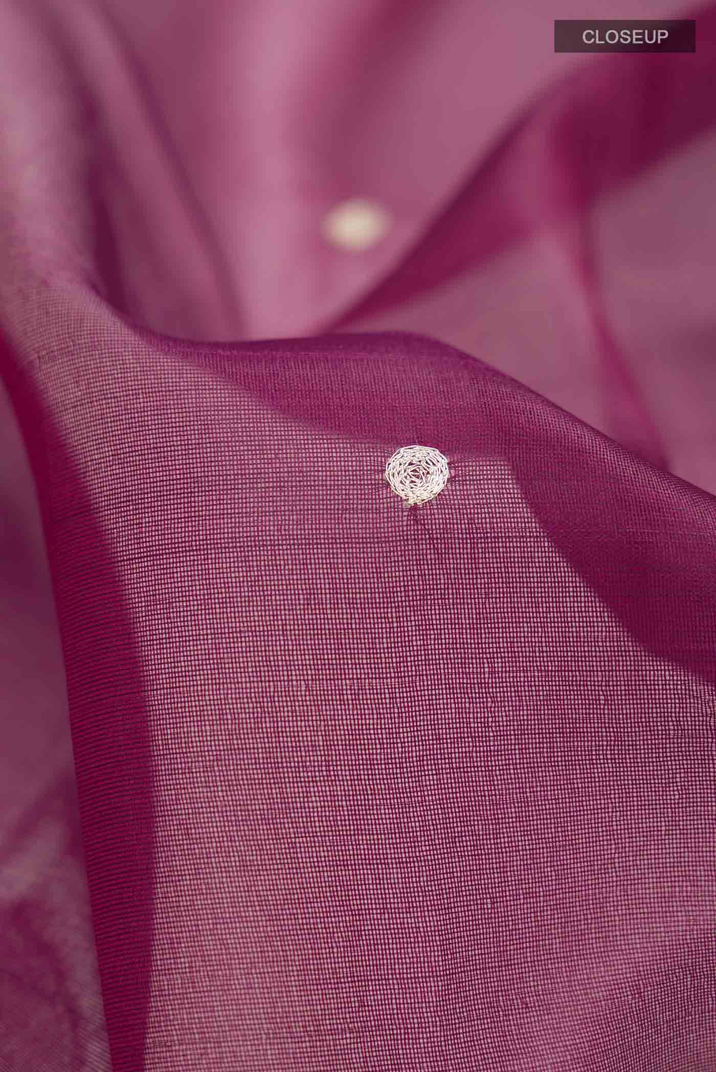 Maroon Organza Silk Saree - Image 2