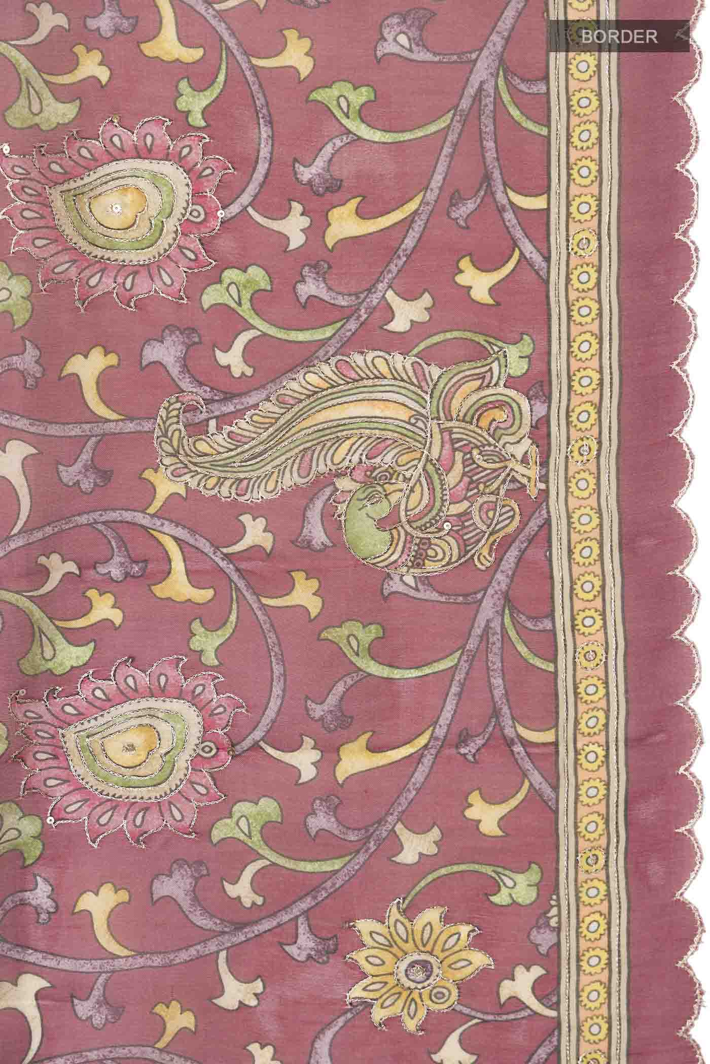 Maroon Organza Silk Saree - Image 3