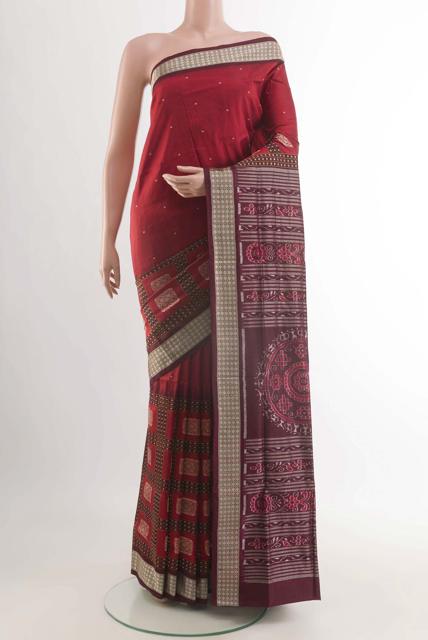 Maroon Orissa Silk Saree