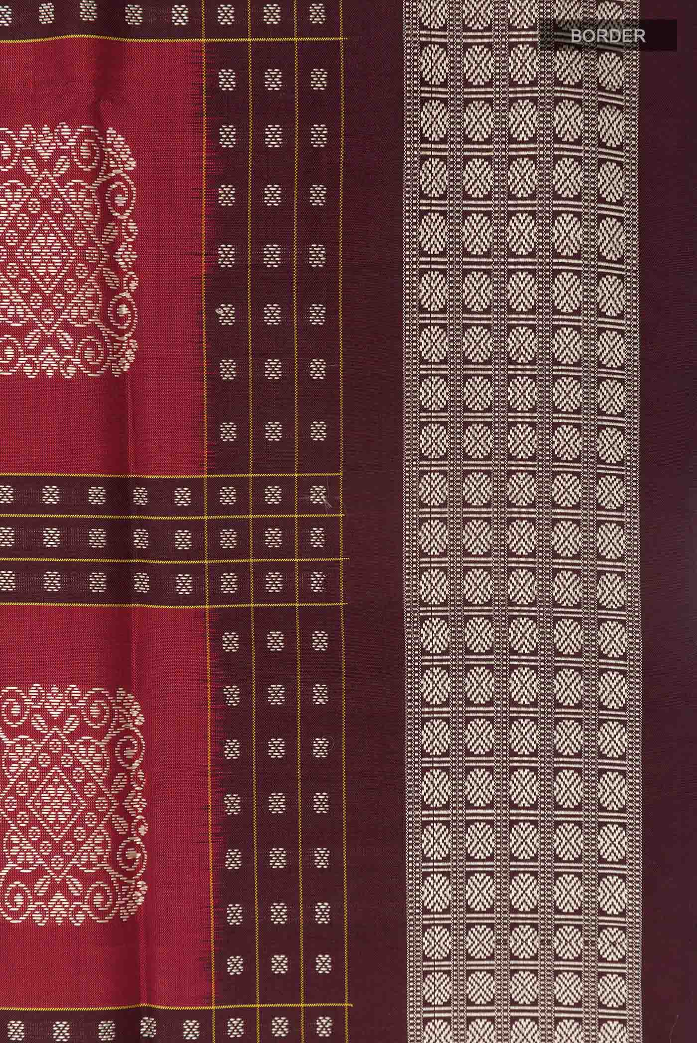 Maroon Orissa Silk Saree - Image 3