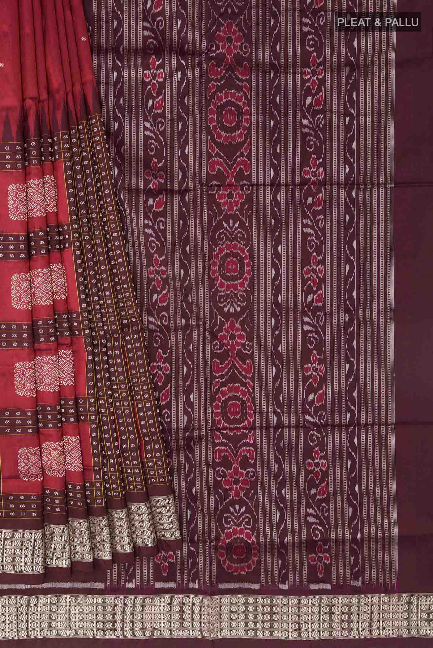 Maroon Orissa Silk Saree - Image 4