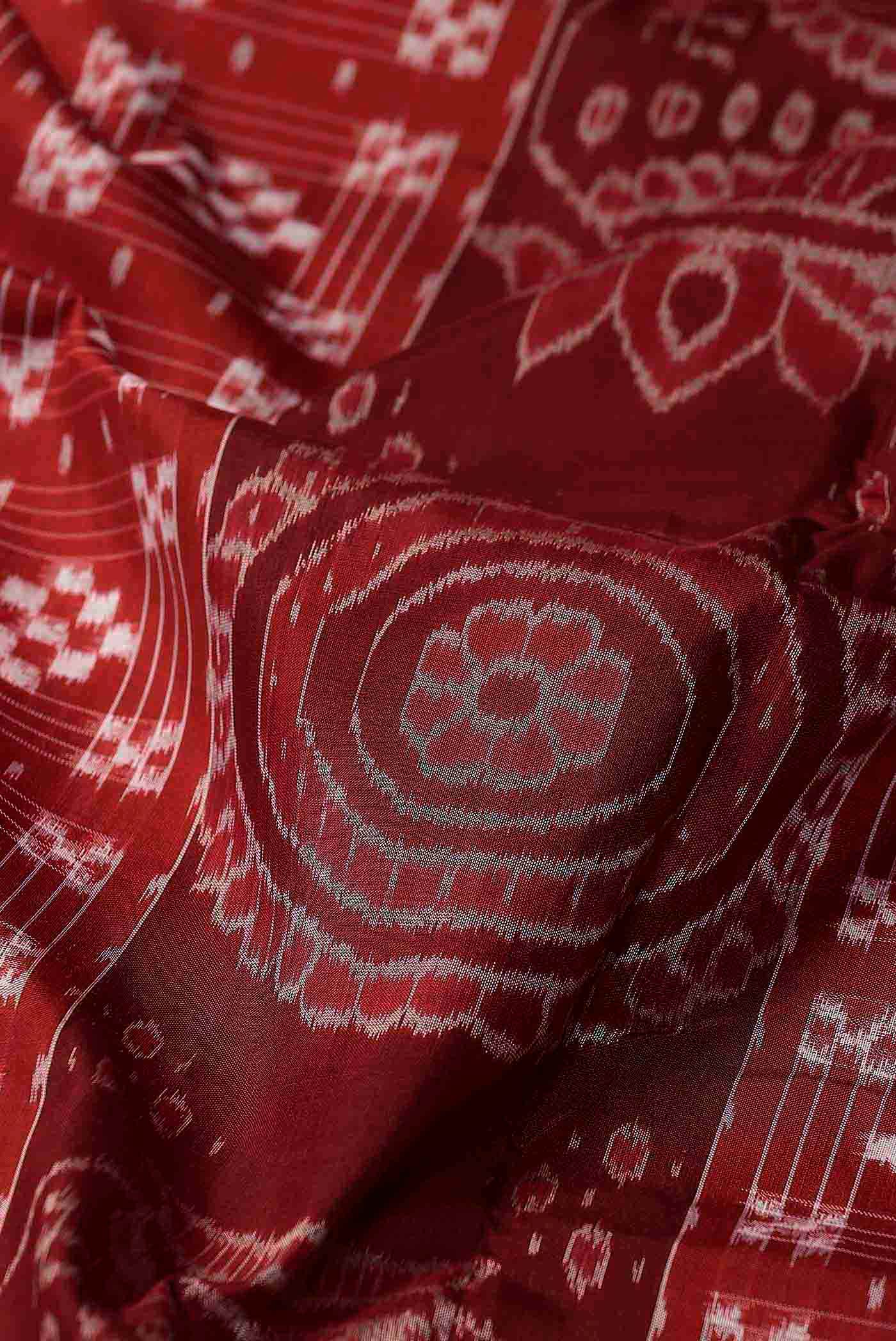 Maroon Orissa Silk Saree - Image 3