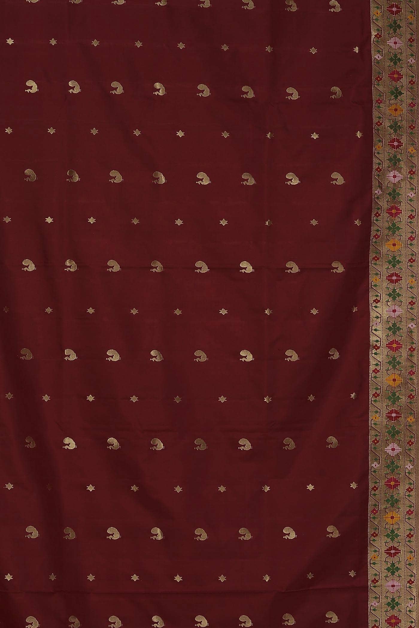 Pure Silk Pure Zari Maroon Paithani Saree - Image 7