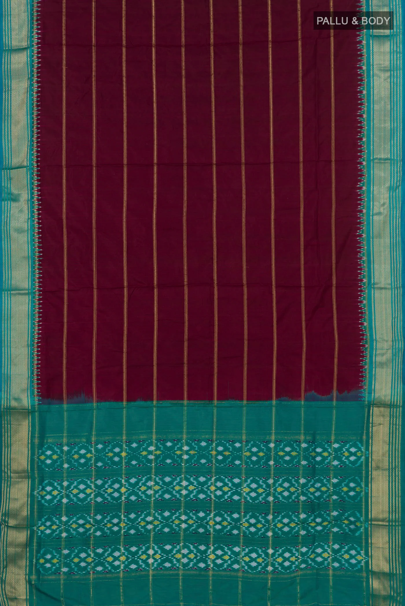Coffee Brown Pochampally Silk Saree - Image 5