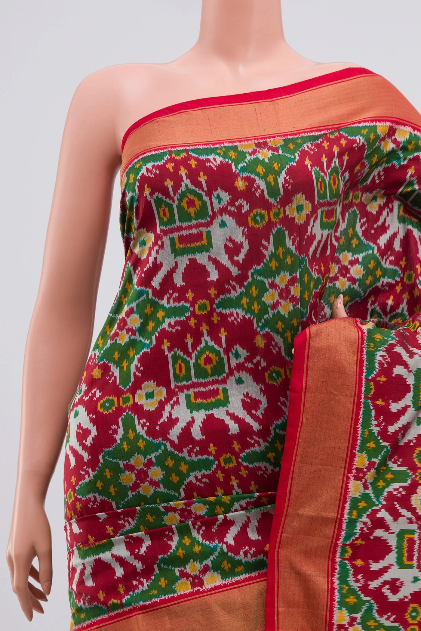 Green Pochampally Silk Saree - Image 2