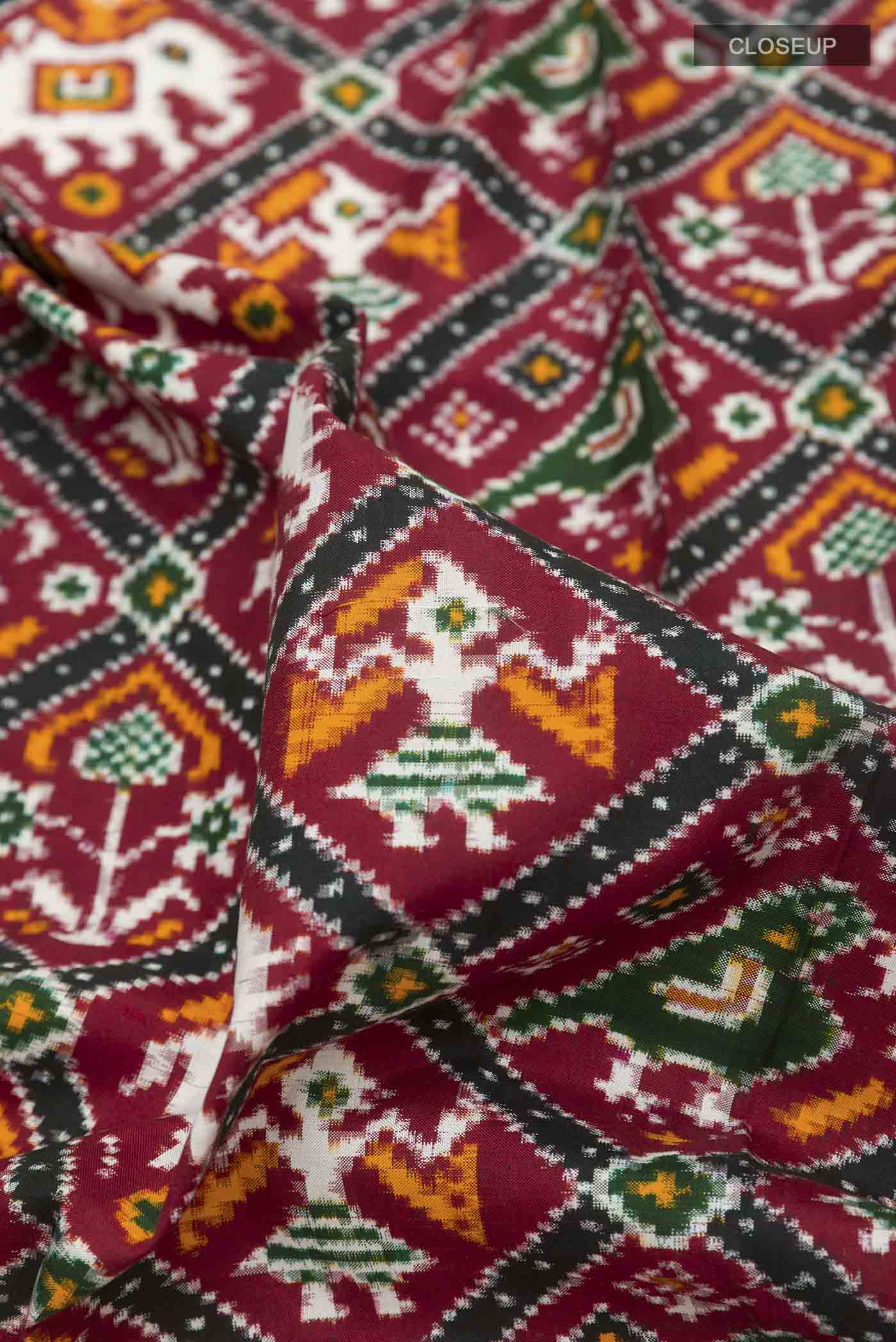 Maroon Pochampally Silk Saree - Image 2