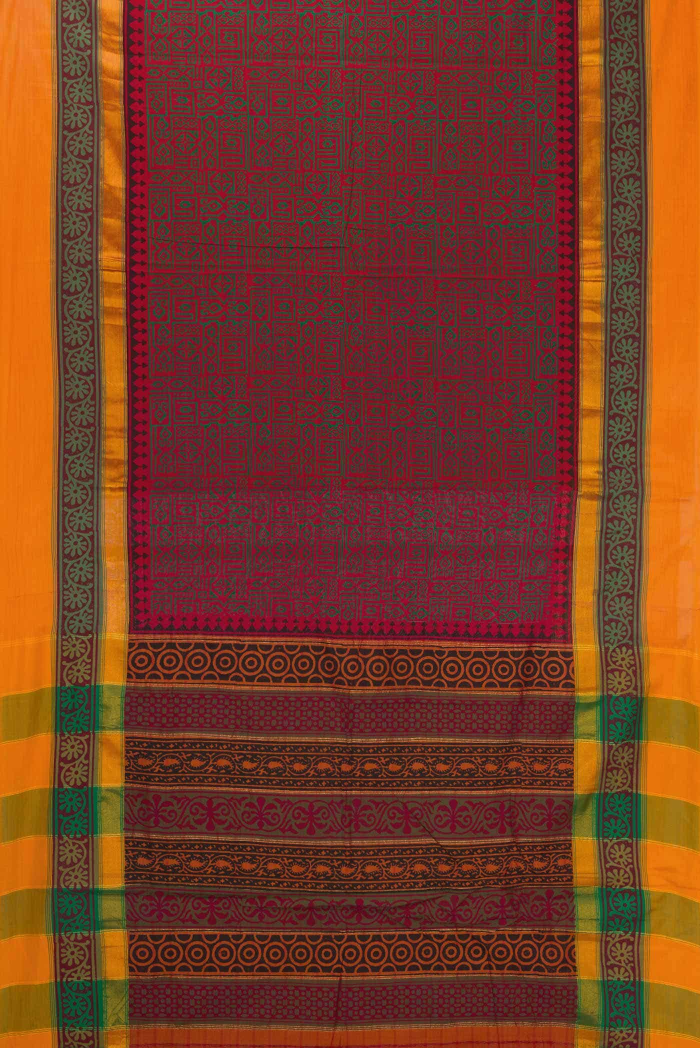 Maroon Poly Cotton Saree - Image 2