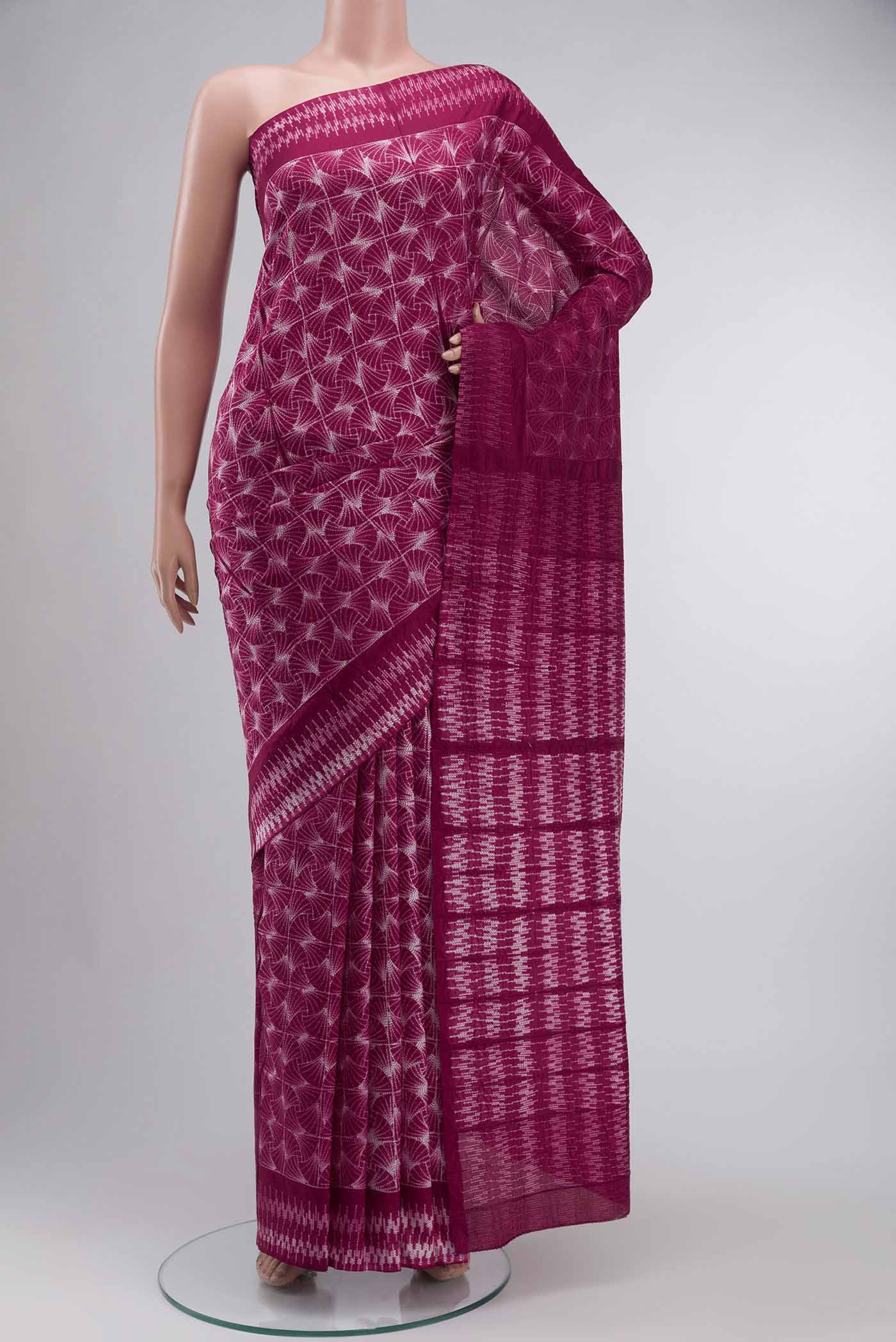 Maroon Printed Silk Saree