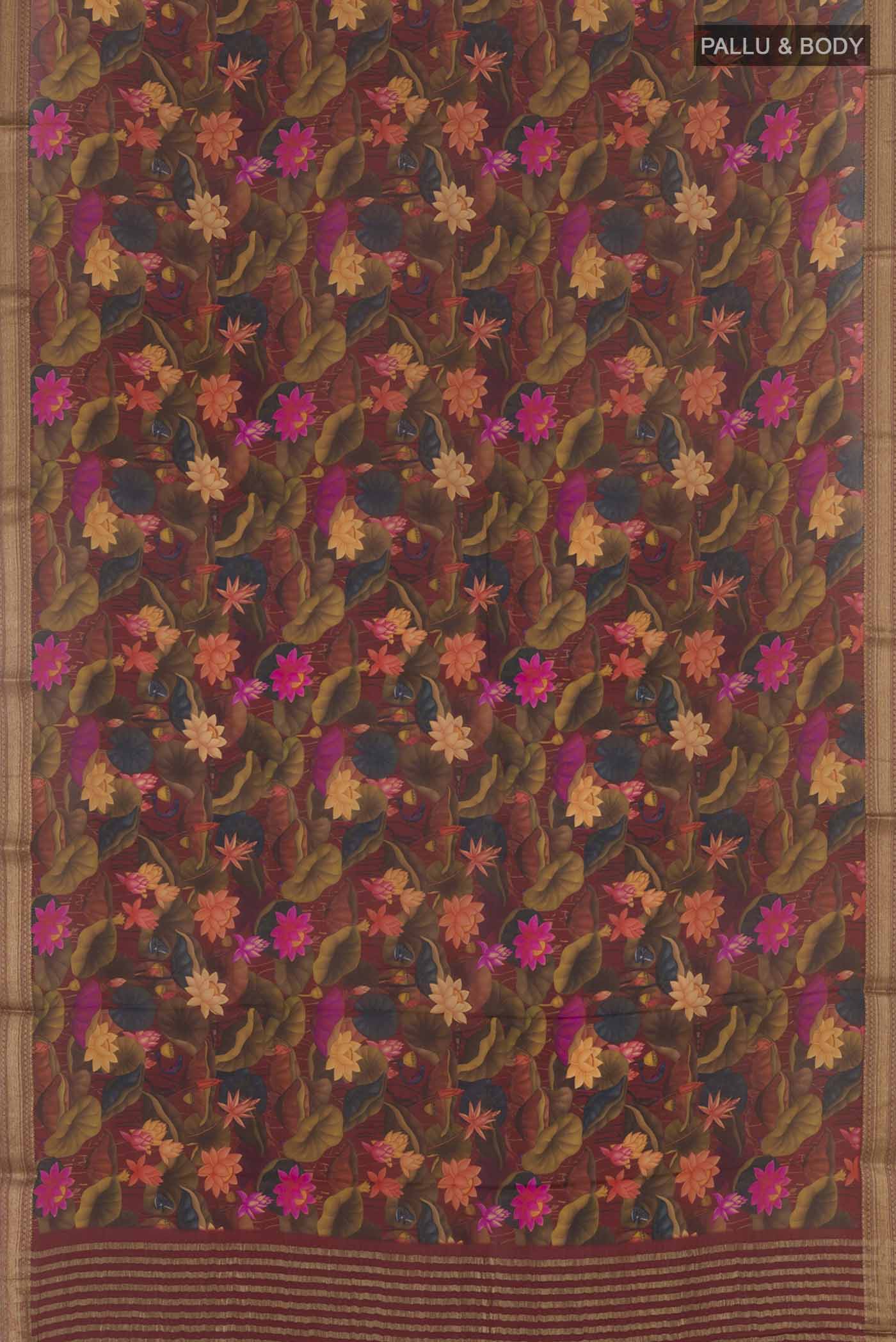 Brown Mysore Crepe Saree - Image 5
