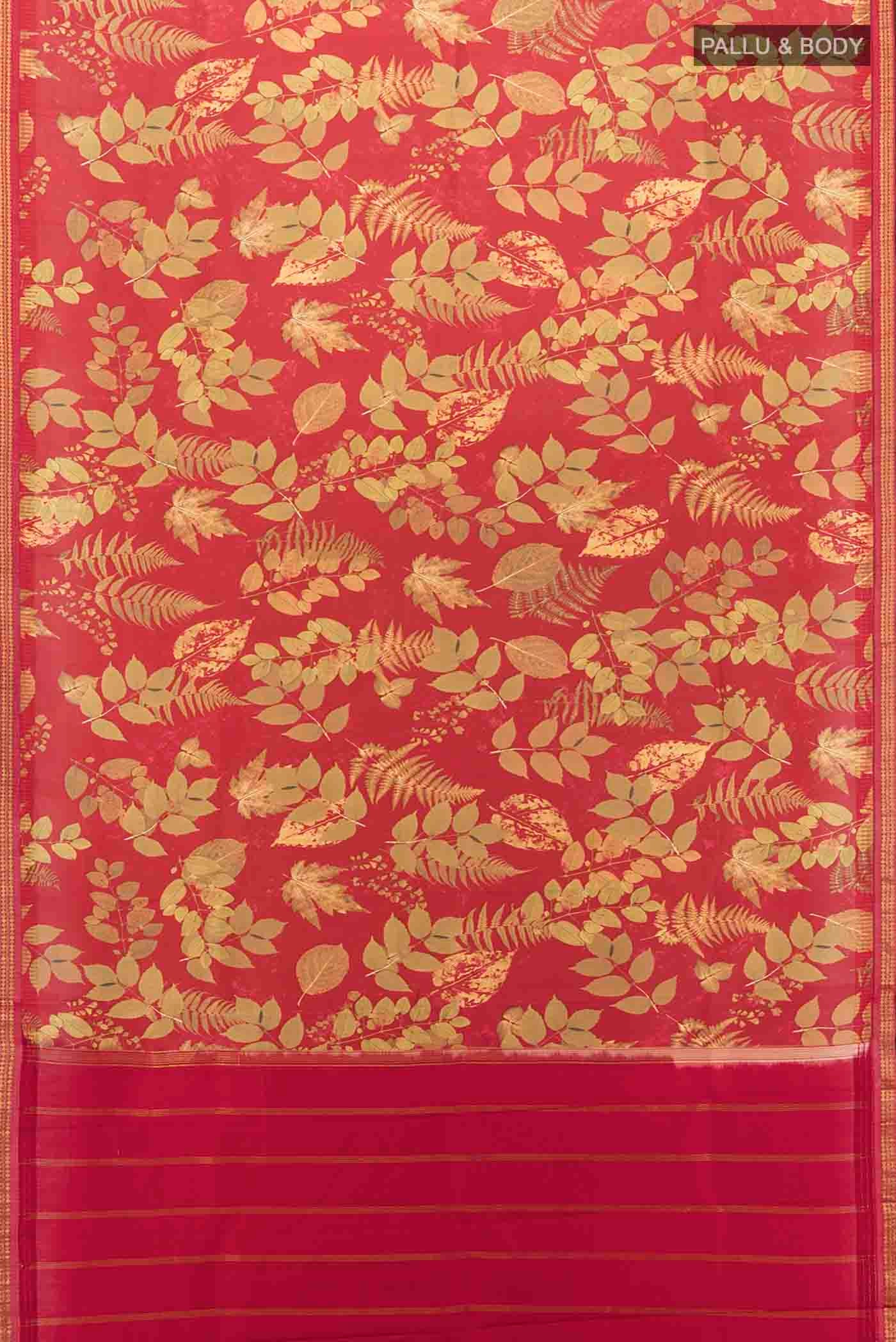 Maroon Printed Silk Saree - Image 5