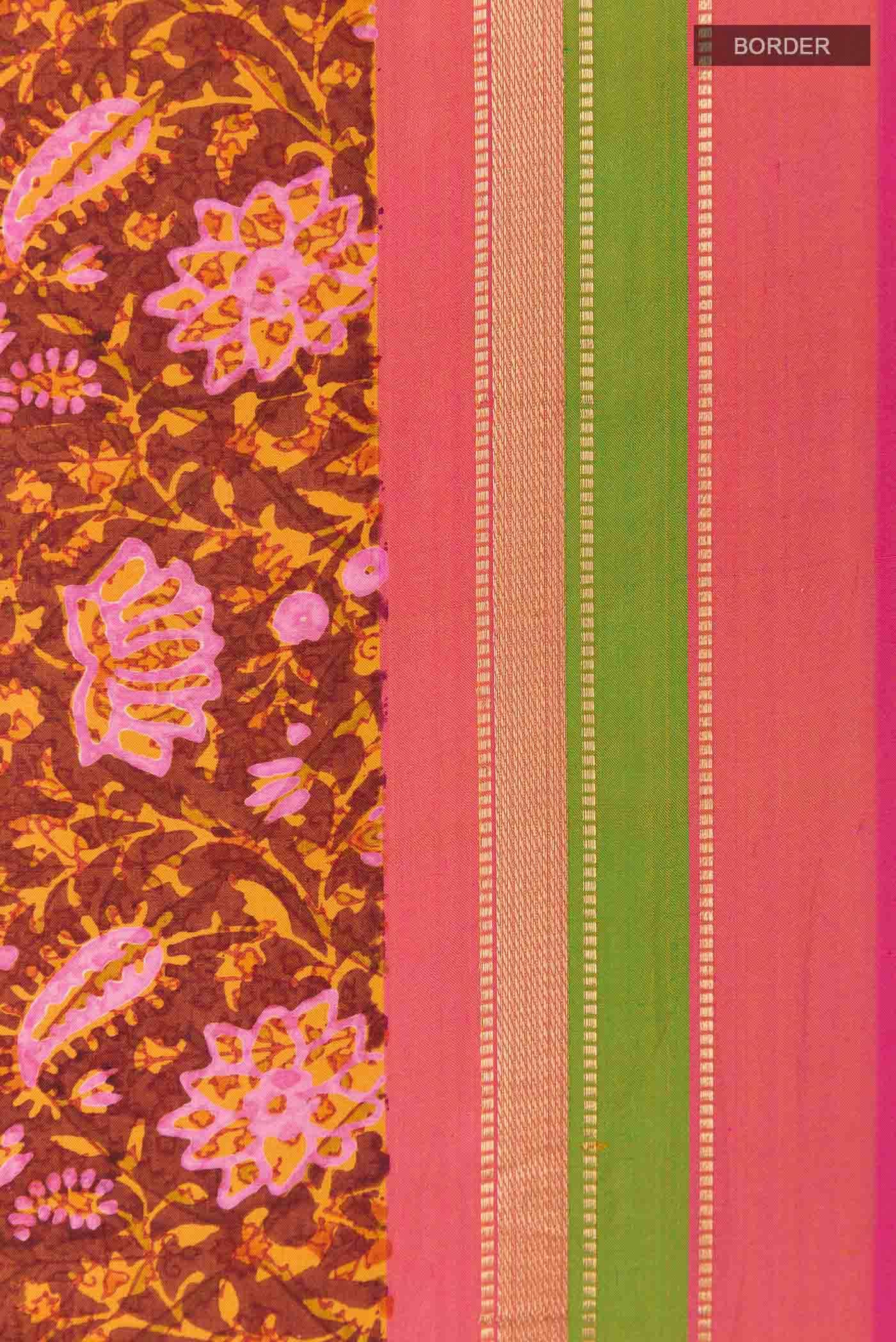 Rust Printed Silk Saree - Image 4