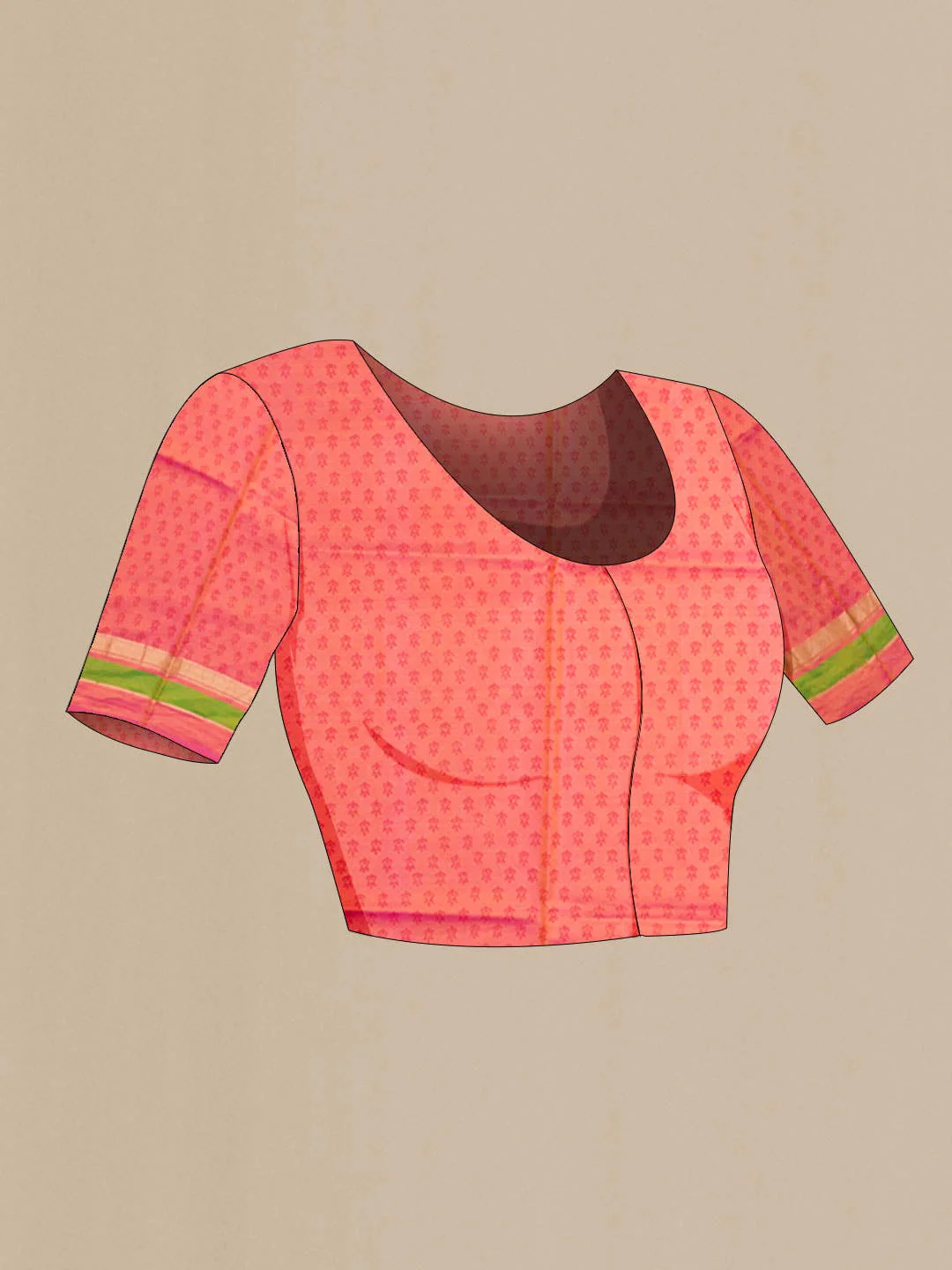 Rust Printed Silk Saree - Image 5
