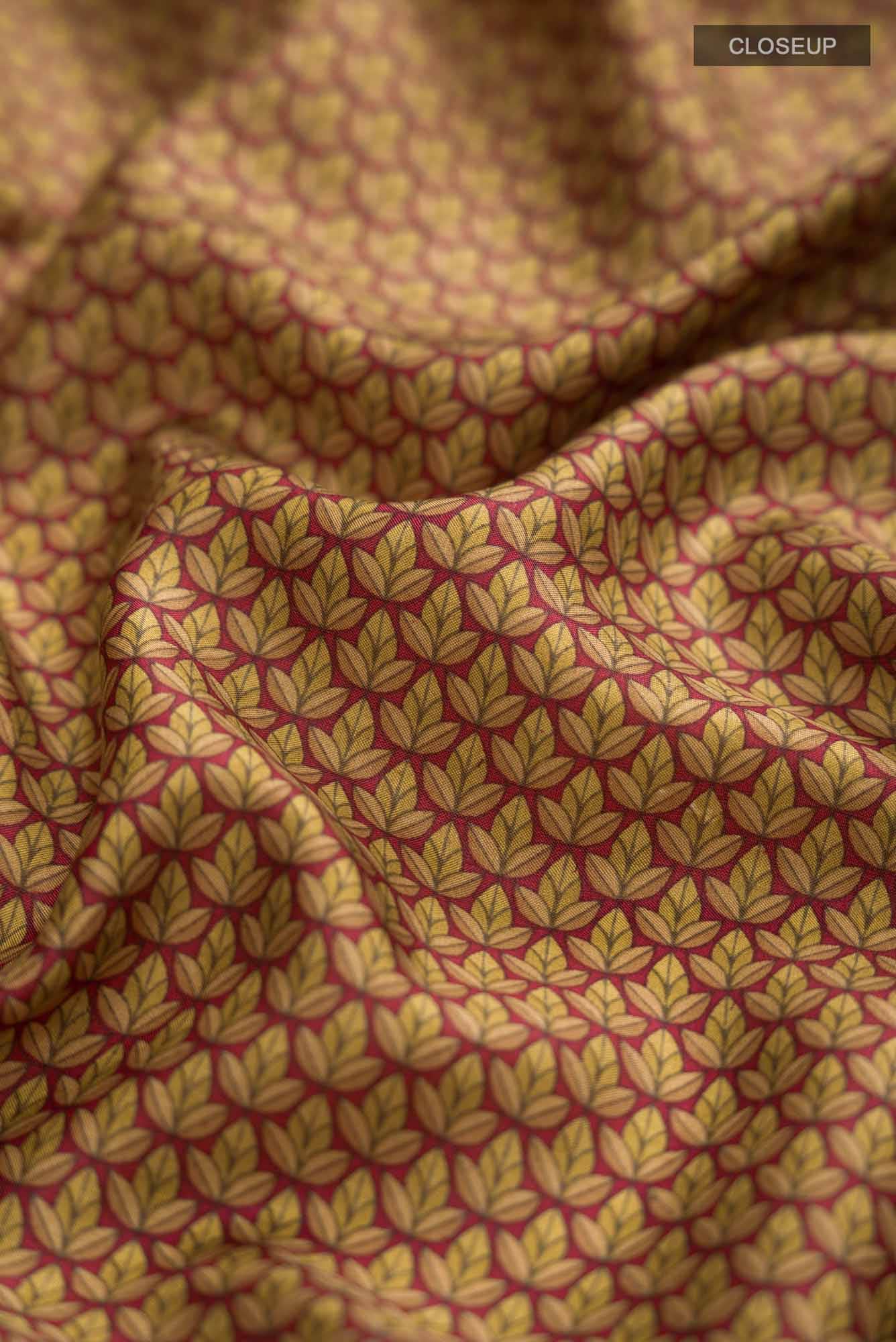 Brown Printed Silk Saree - Image 2
