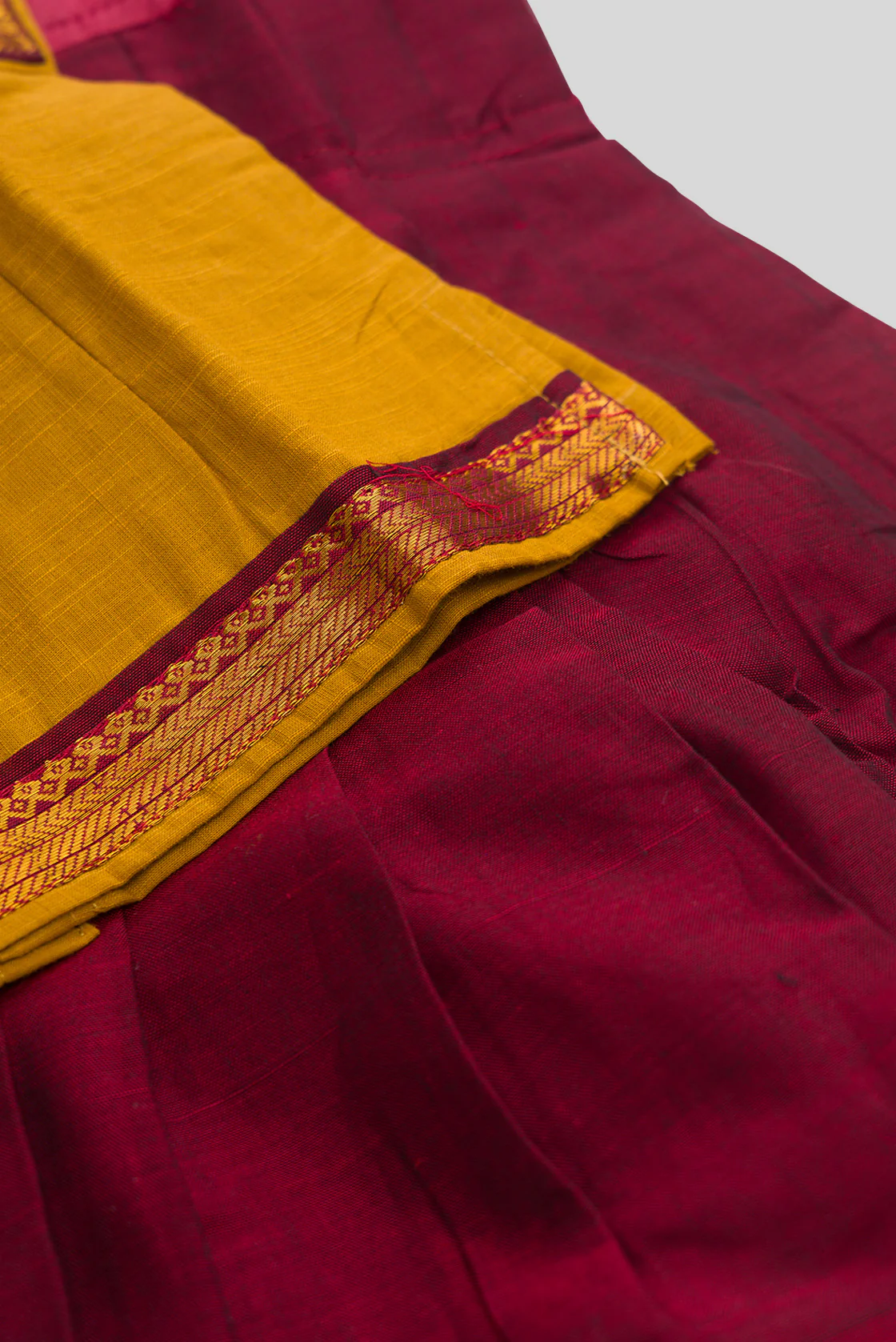 Maroon Readymade Cotton Pavadai Set  | Lehanga & Blouse - Image 6