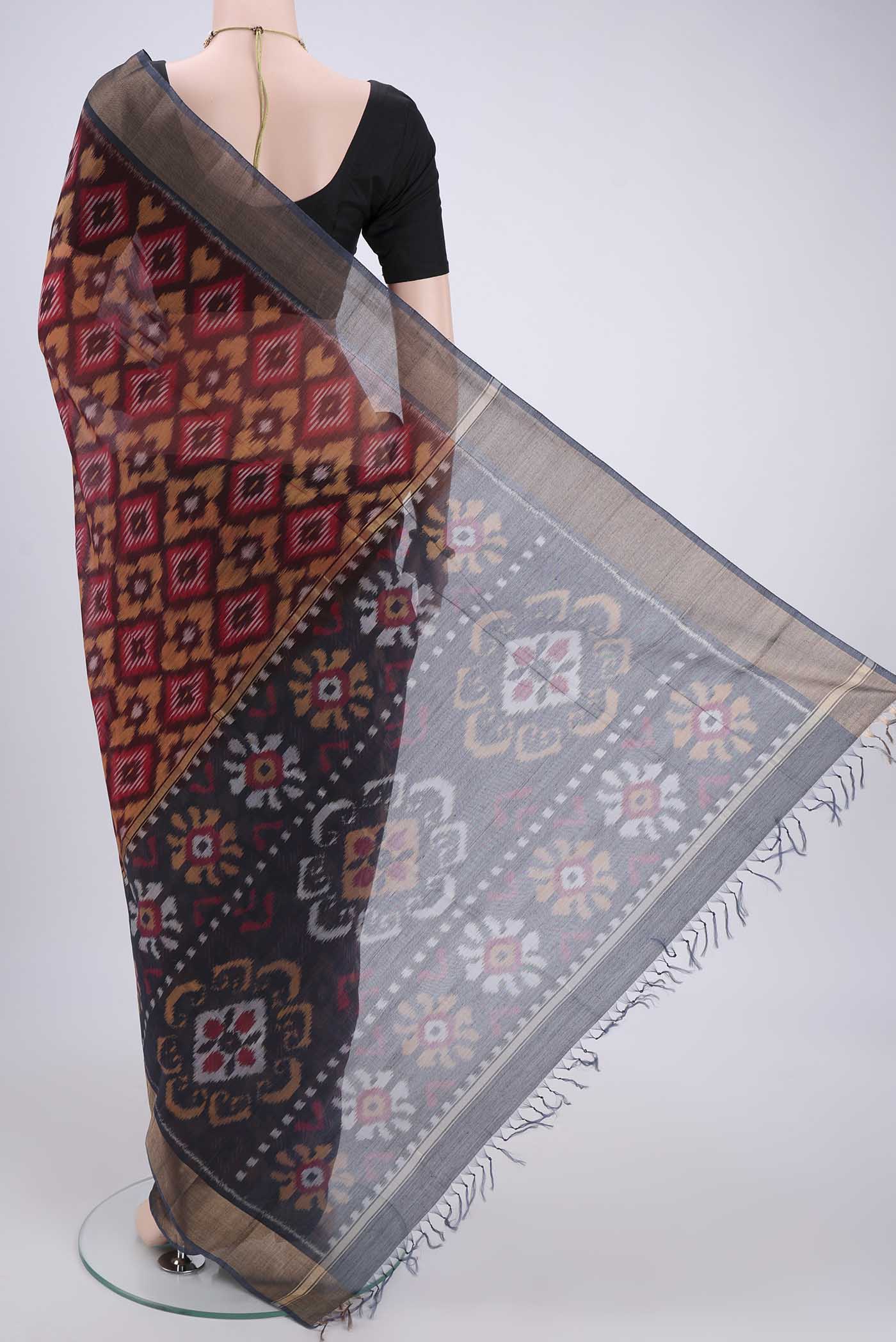 Coffee Brown Silk Cotton Saree - Image 3