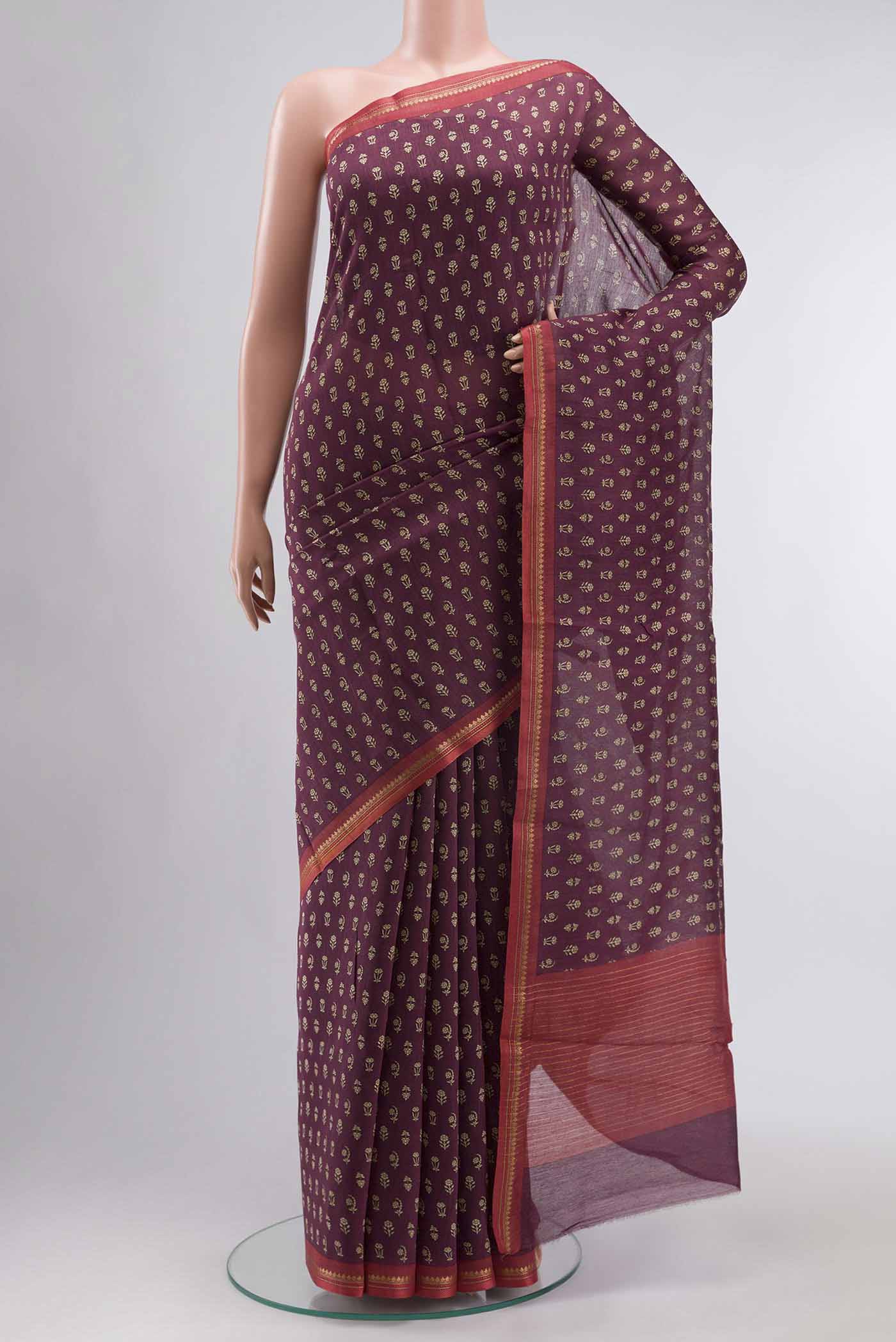 Maroon Tussar Silk Saree