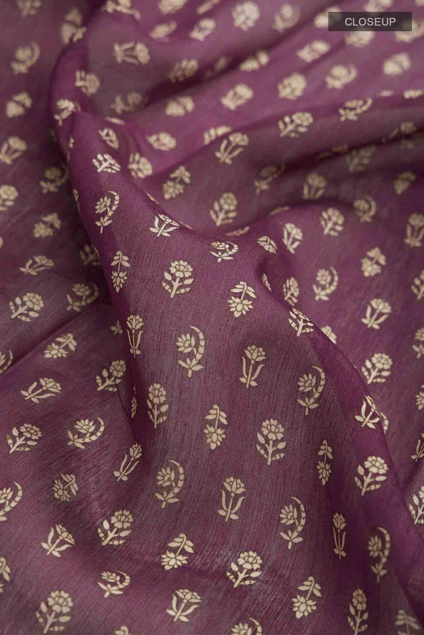Maroon Tussar Silk Saree - Image 2